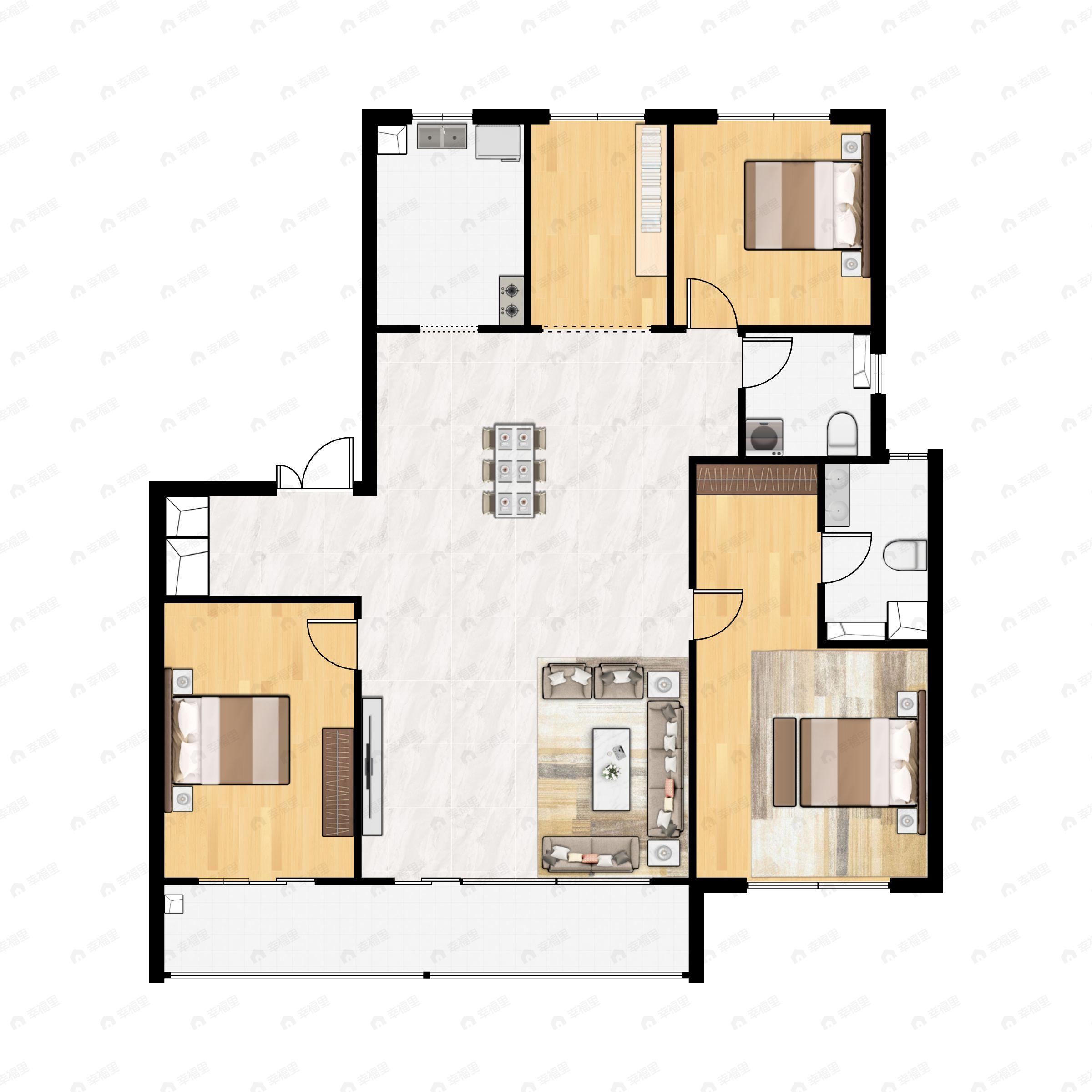 4室2厅2卫建面155平南|北户型图
