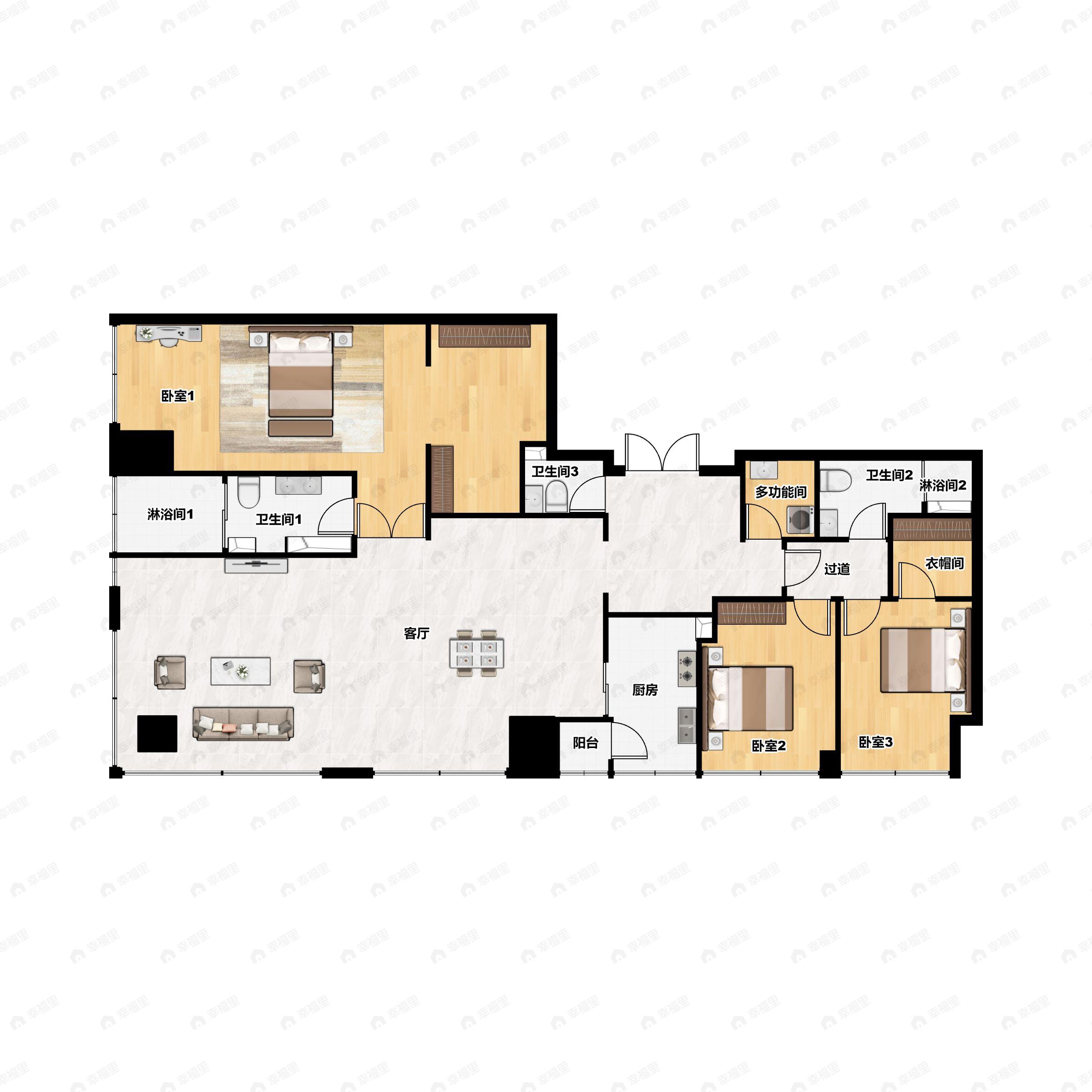 3室2厅3卫建面292平户型图