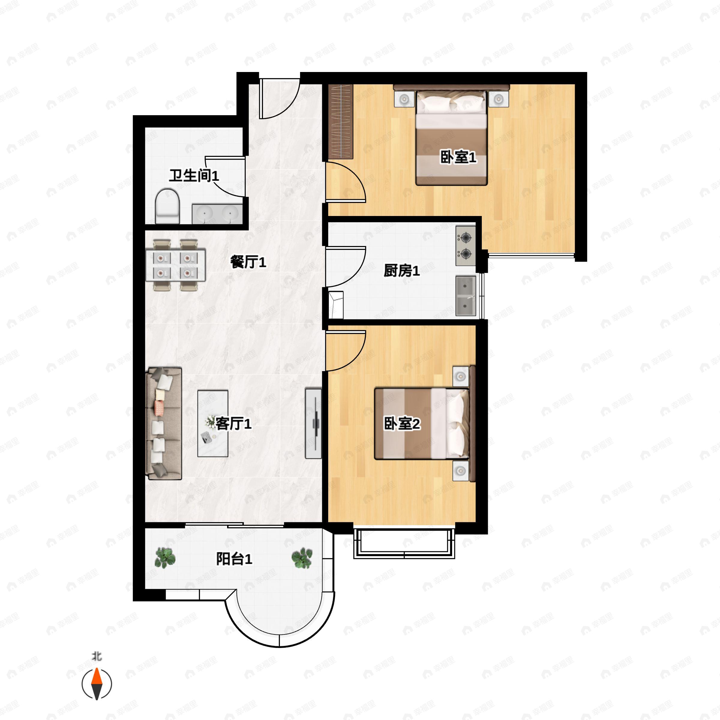 云溪东境2室2厅1卫户型图
