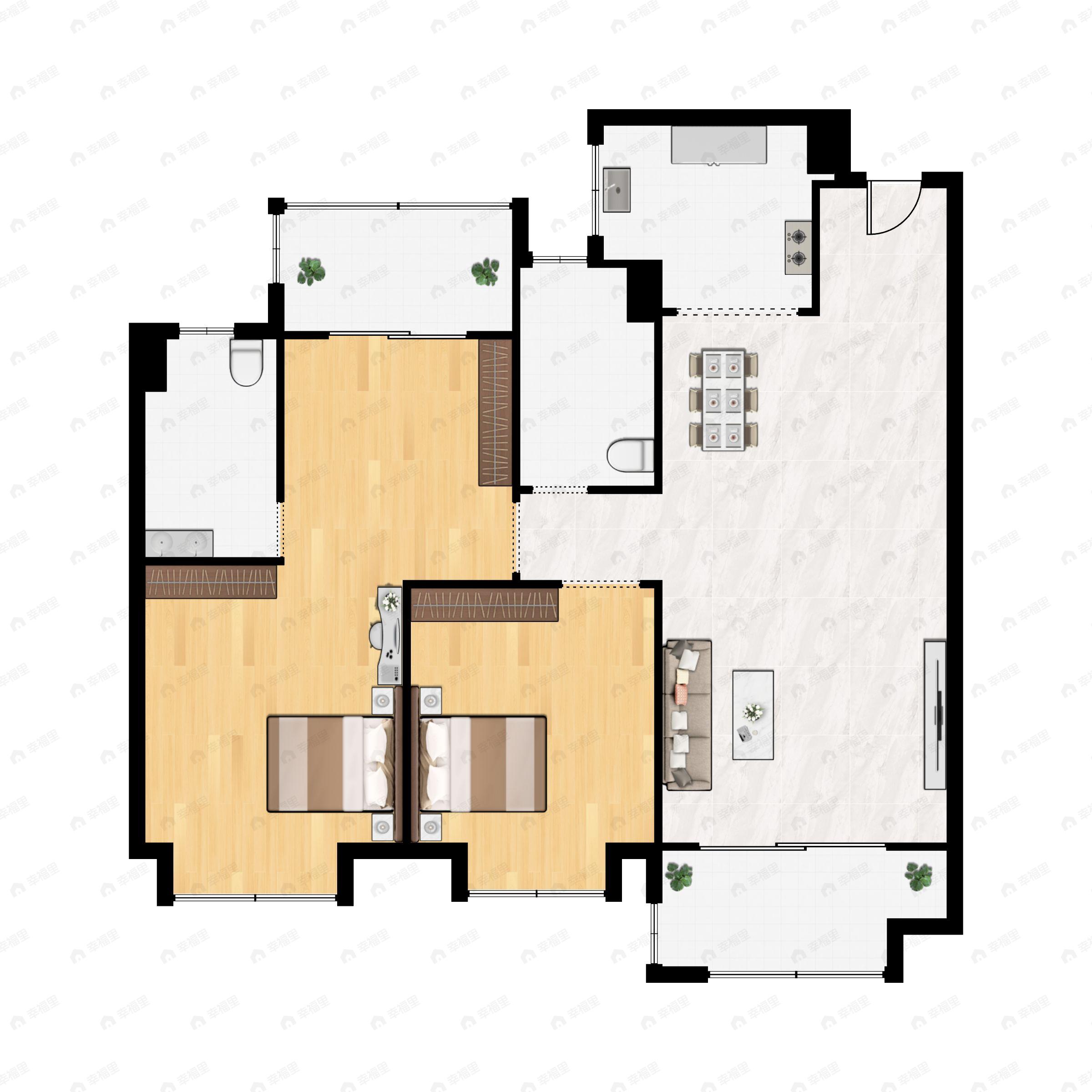 3室2厅2卫建面111平户型图