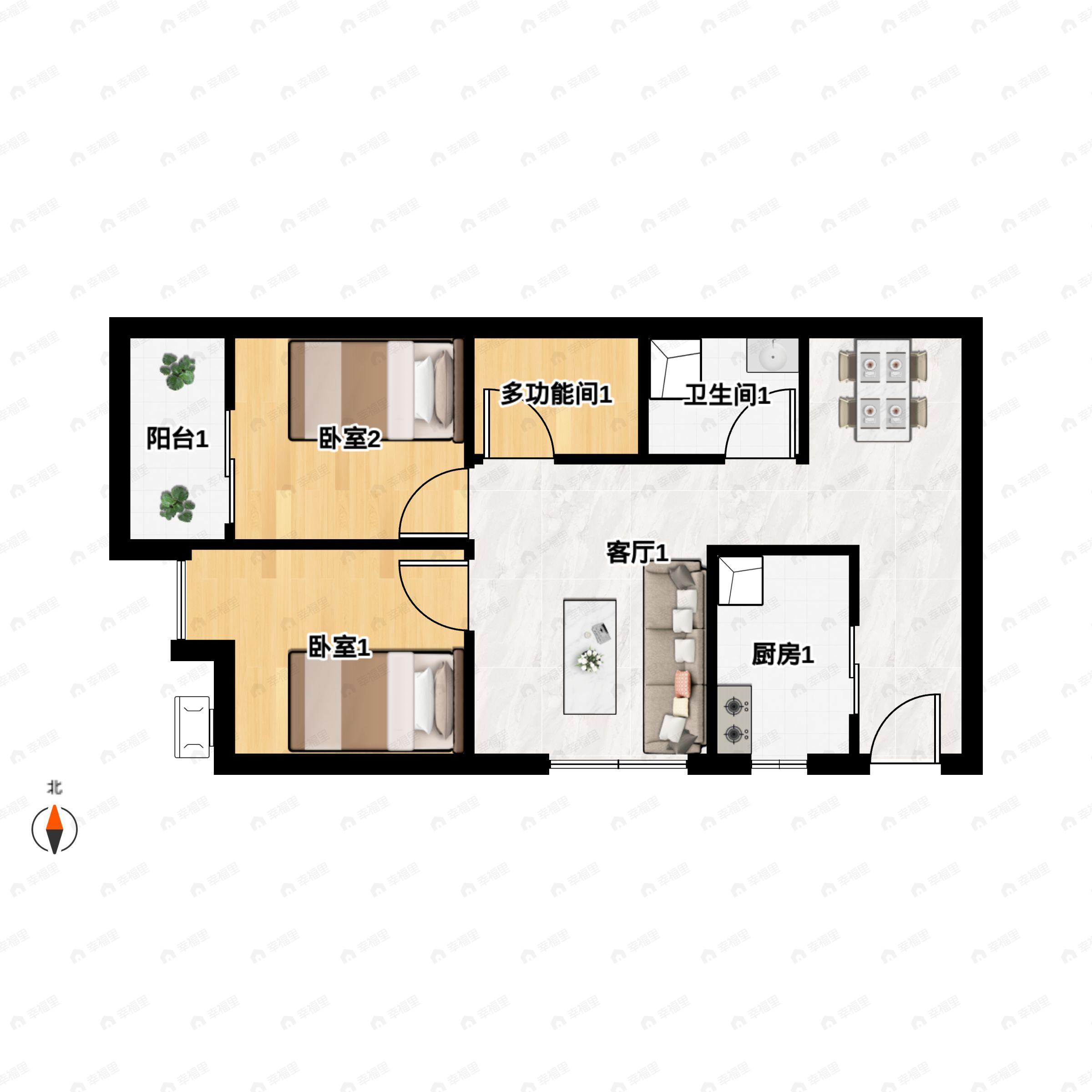 3室2厅1卫建面79平东南户型图