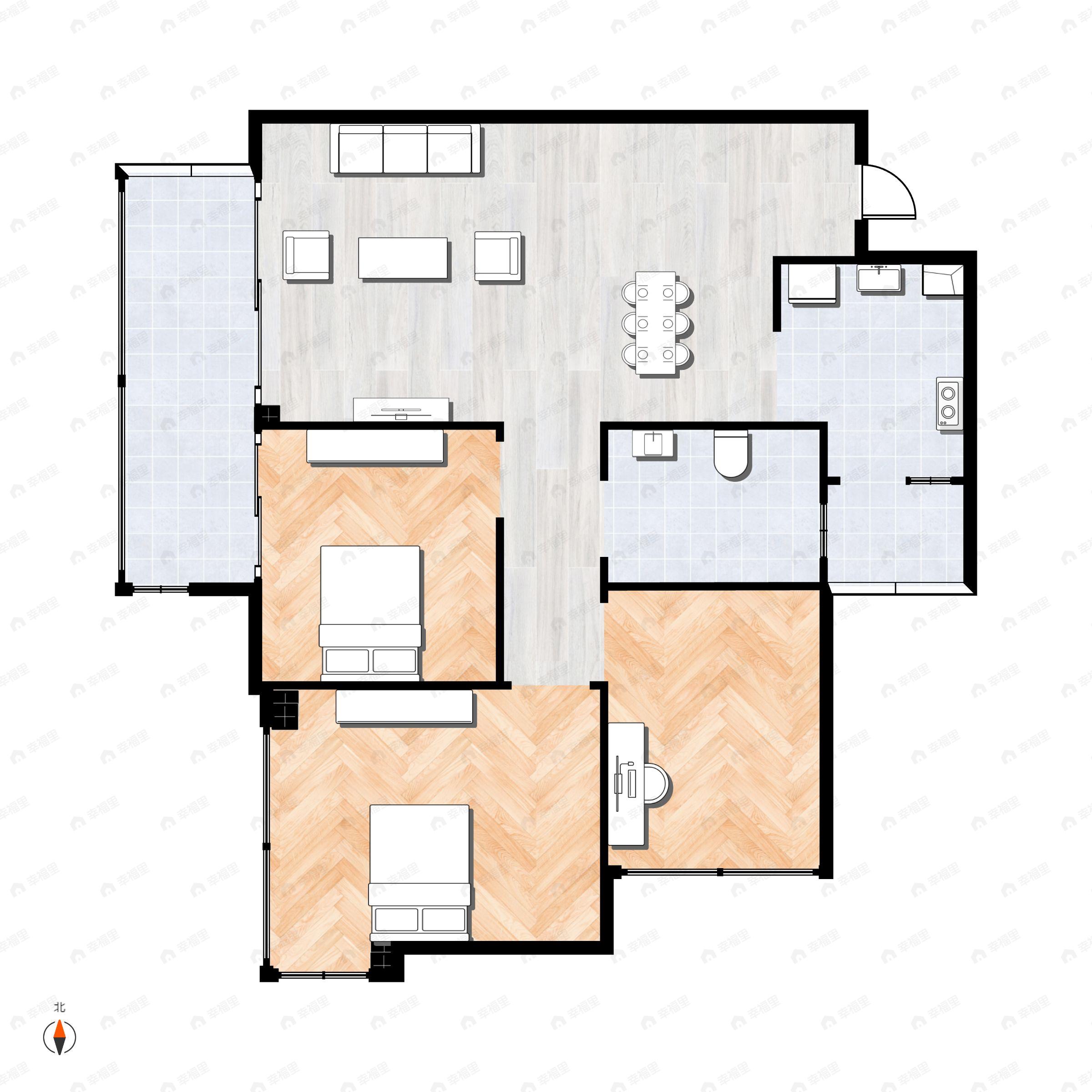 3室1厅1卫建面88平户型图