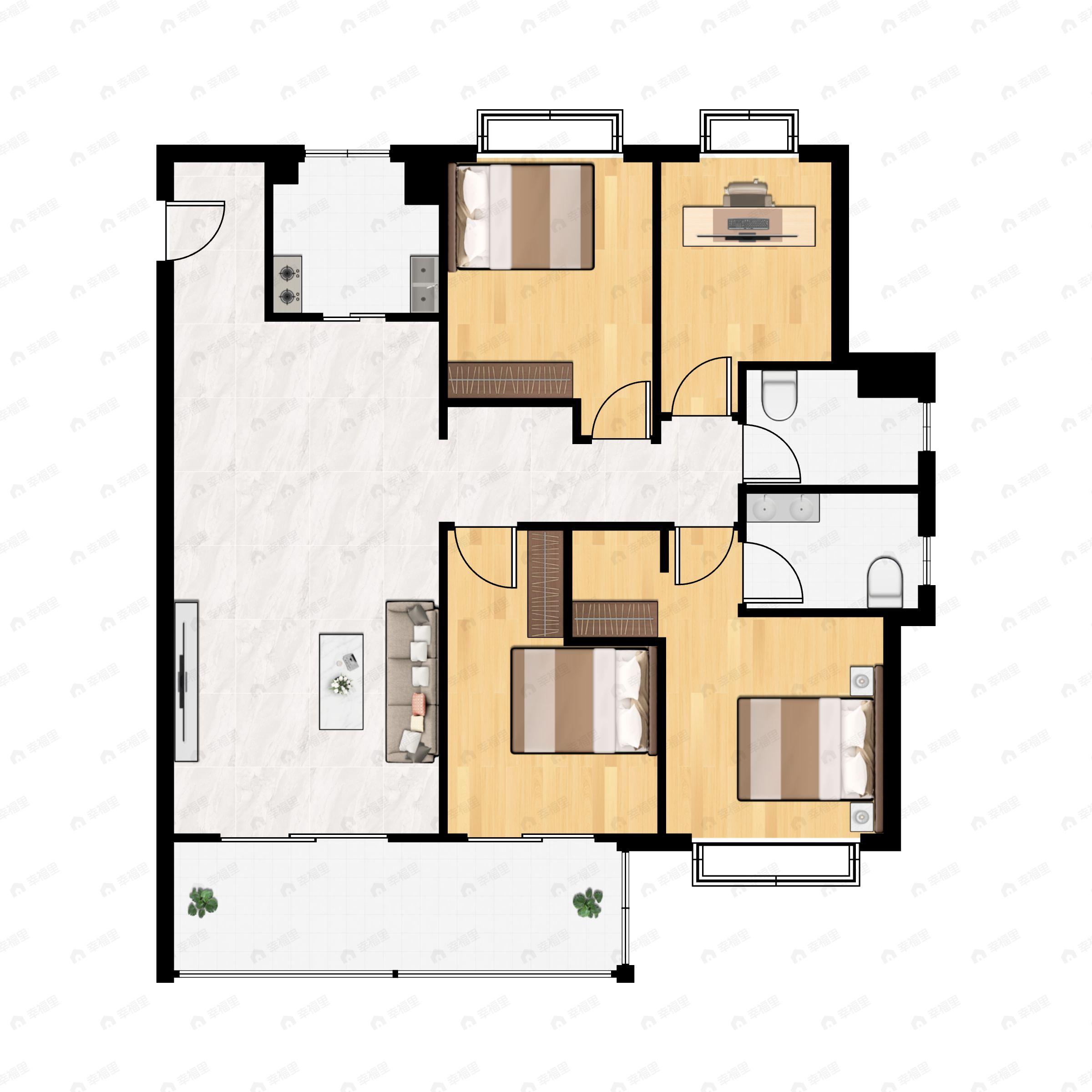 保利城4室2厅2卫户型图