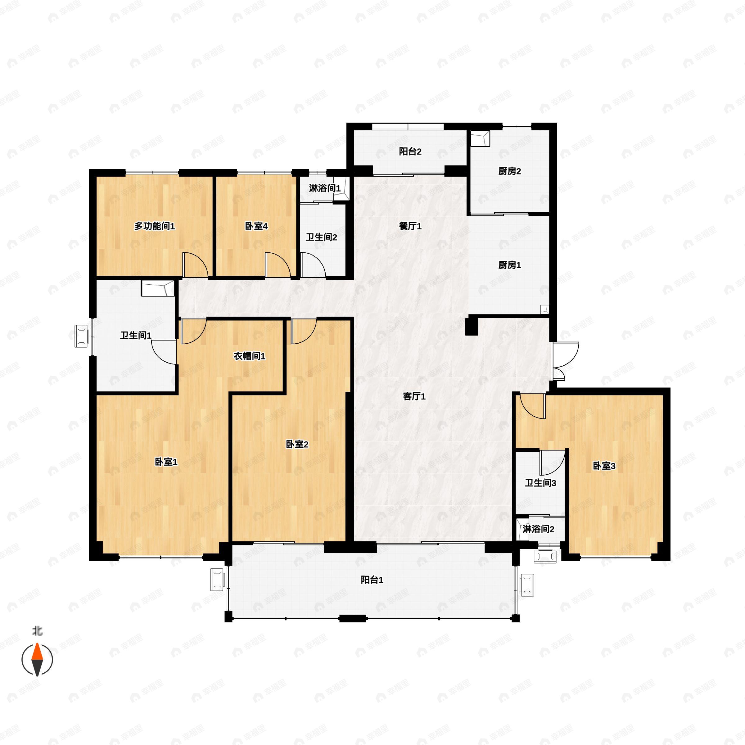 5室2厅3卫建面287平南|北户型图