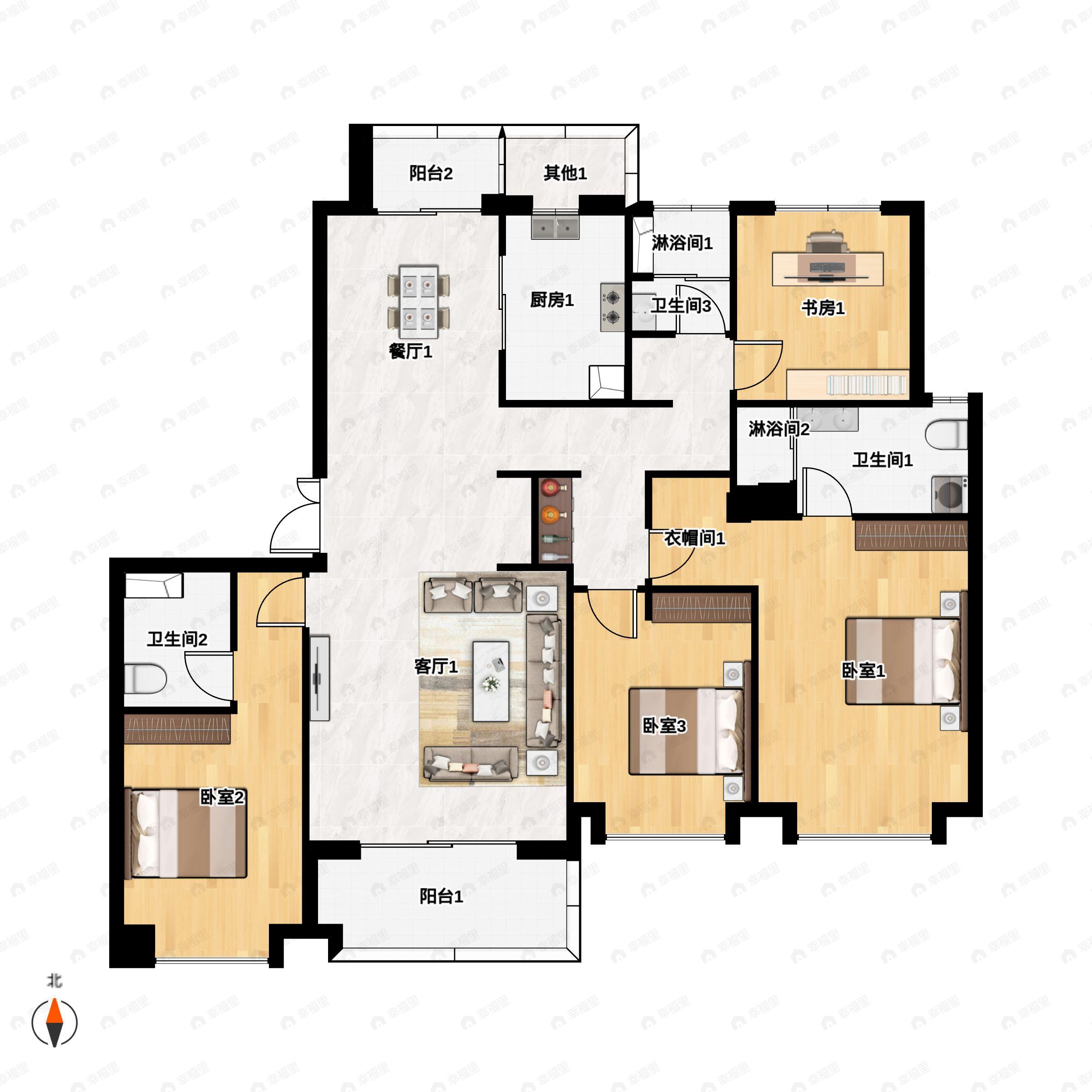 中国铁建西派国际4室2厅3卫户型图