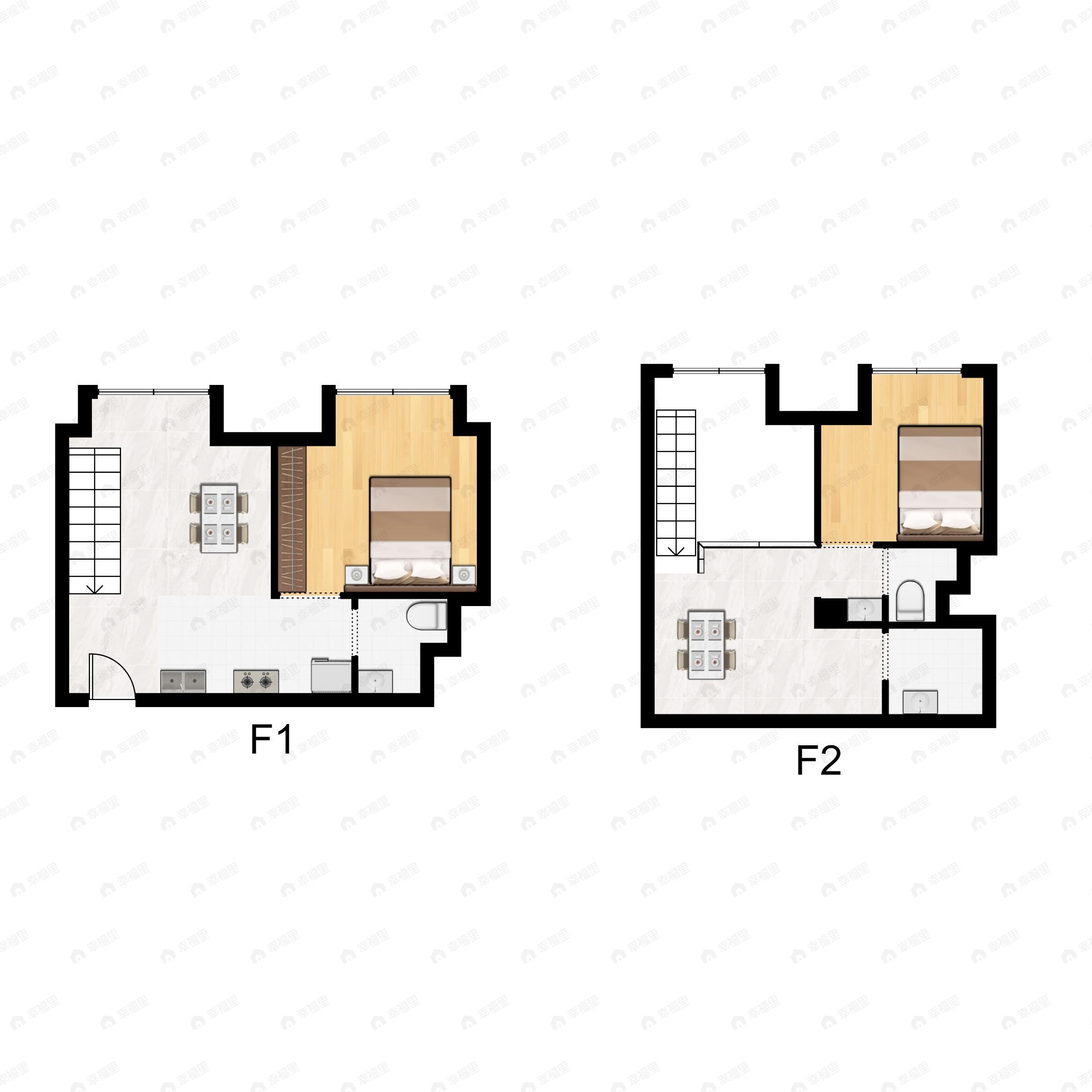 3室1厅2卫建面37平北户型图