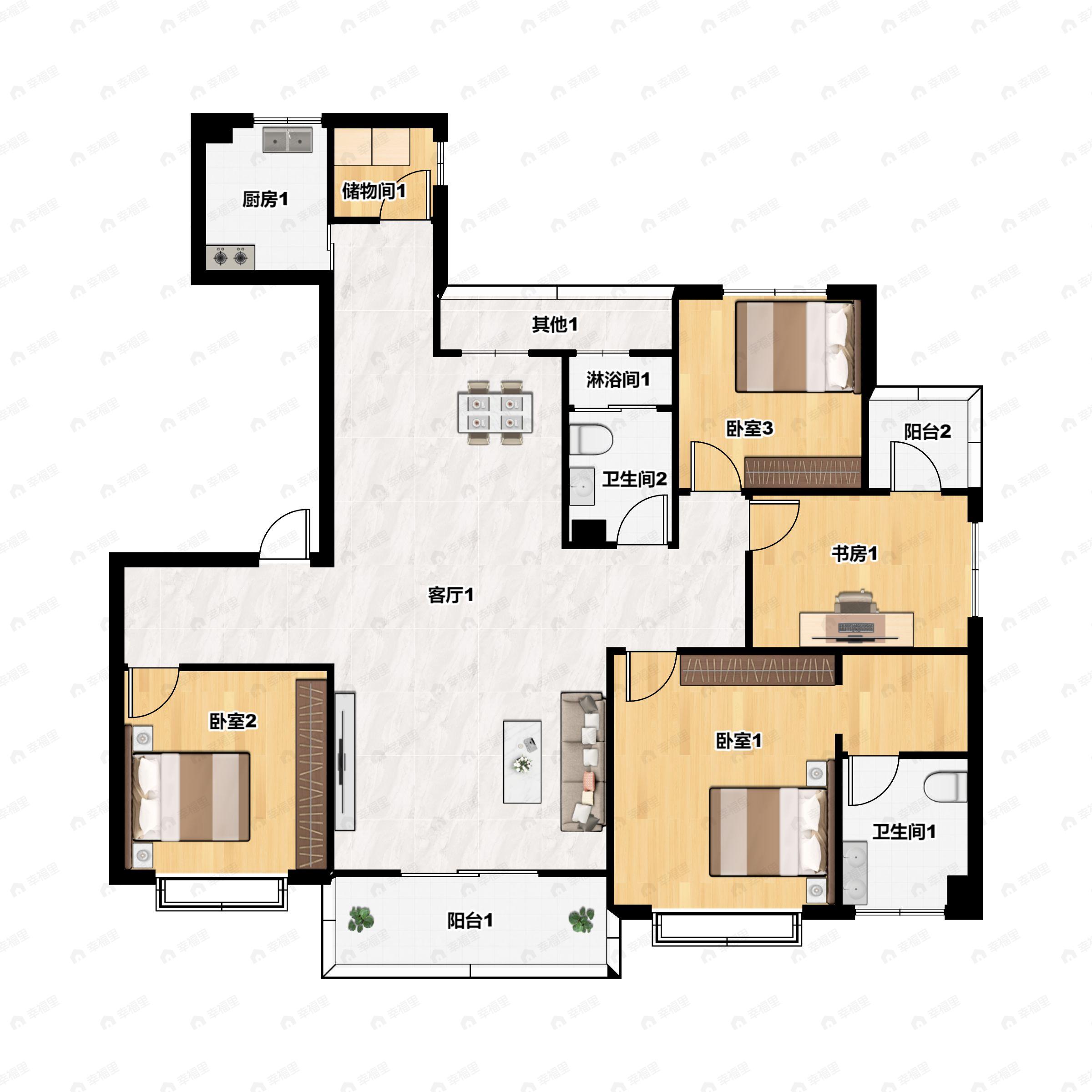 4室2厅2卫建面196平户型图