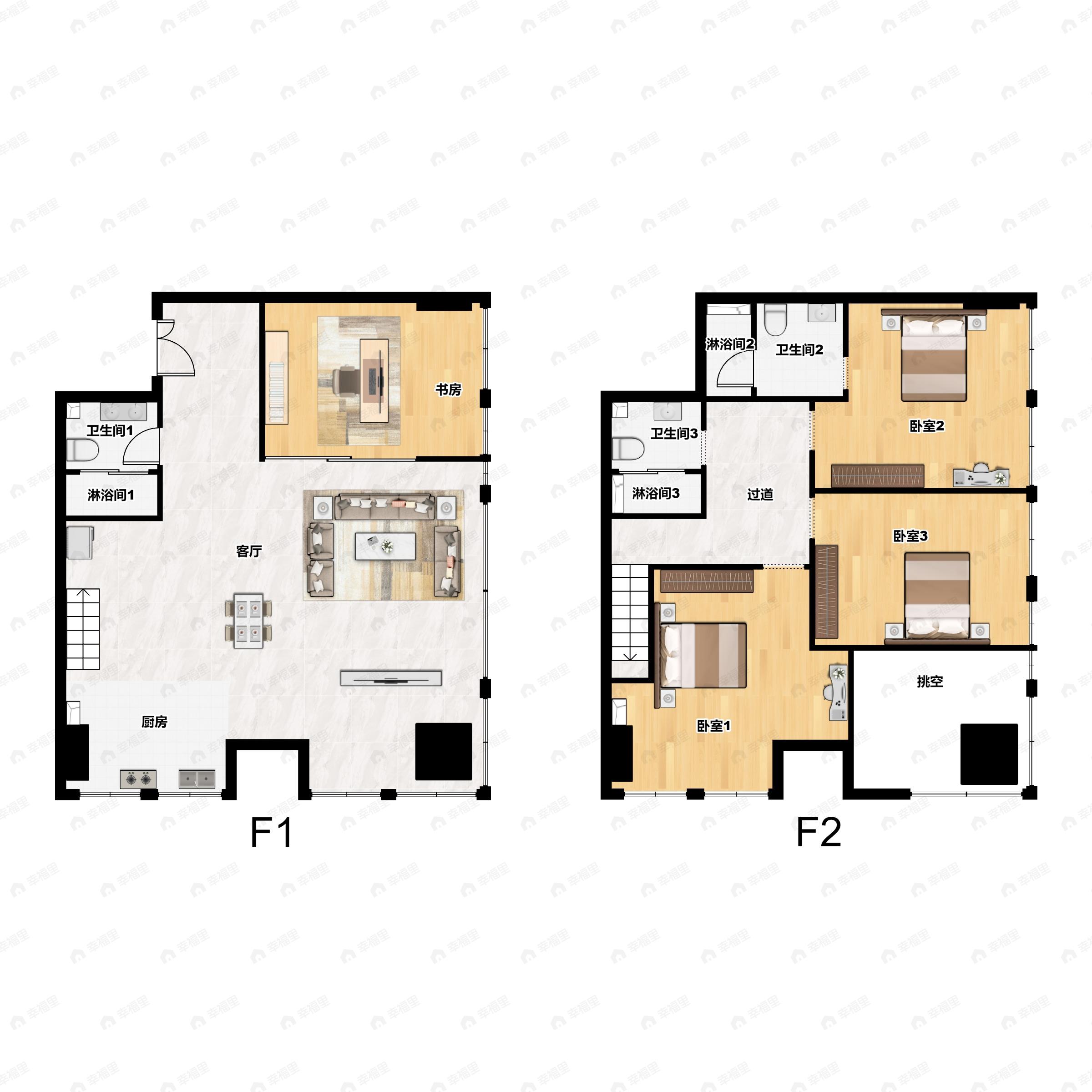 4室2厅3卫建面110平户型图