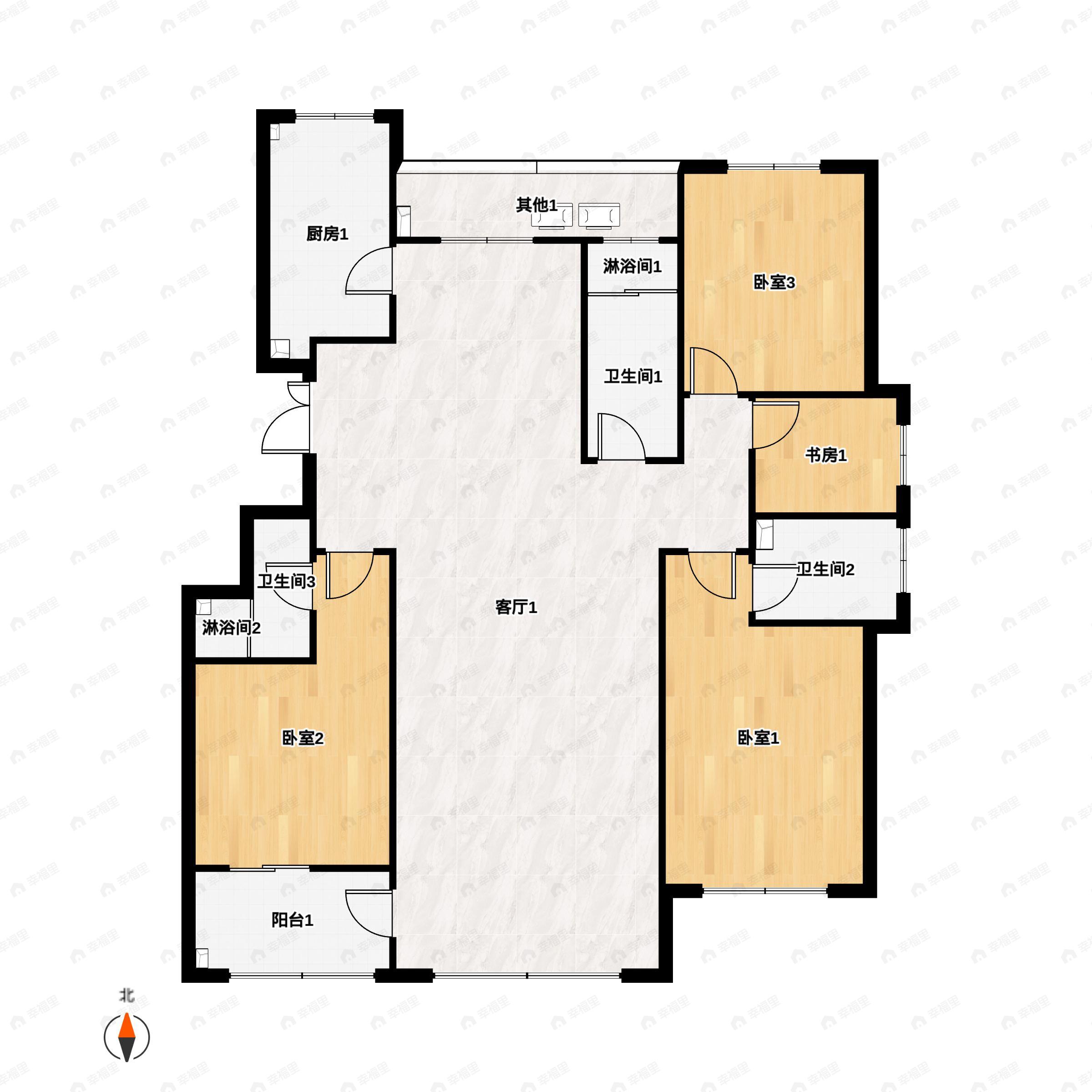 4室2厅3卫建面179平户型图