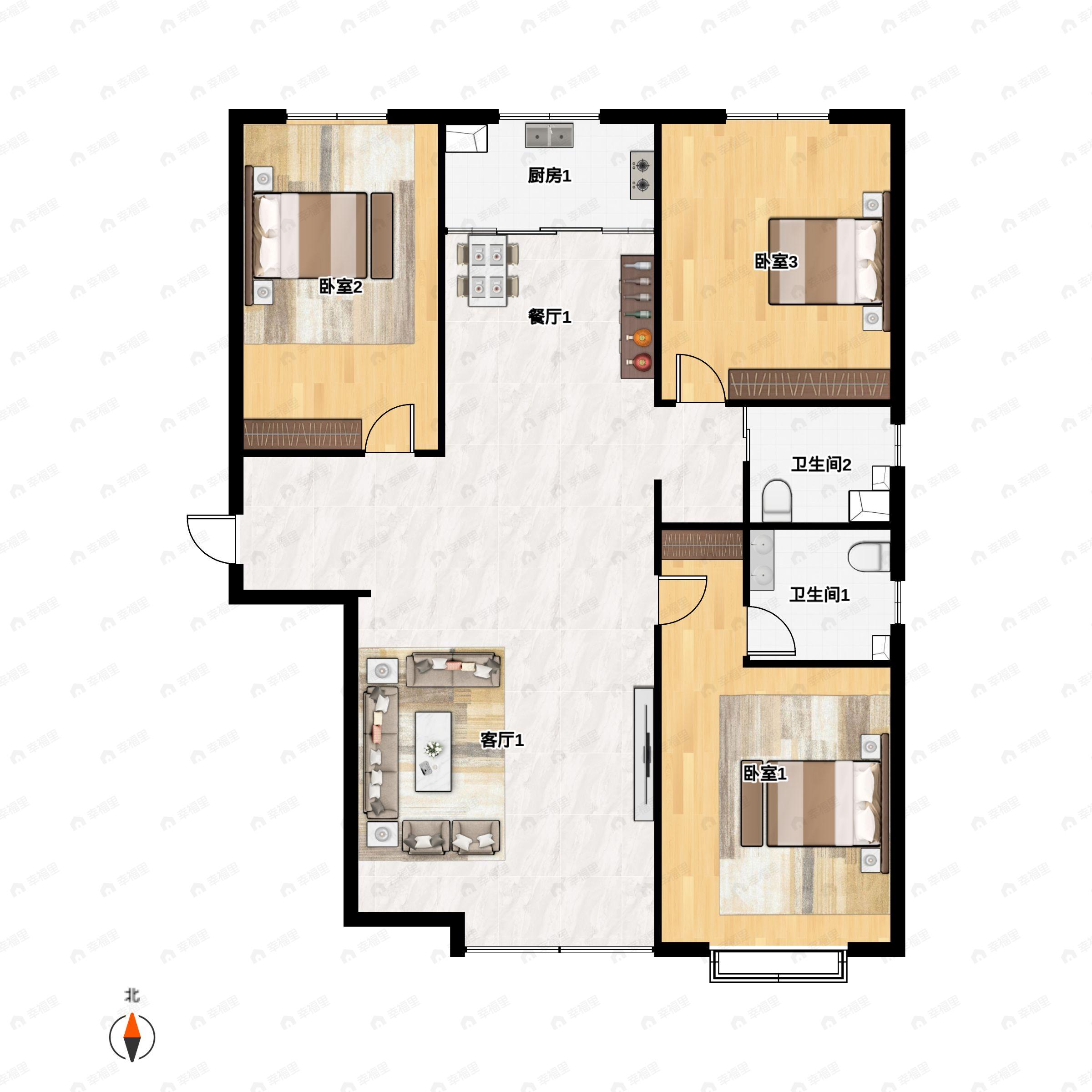 丽都安平府3室2厅2卫户型图