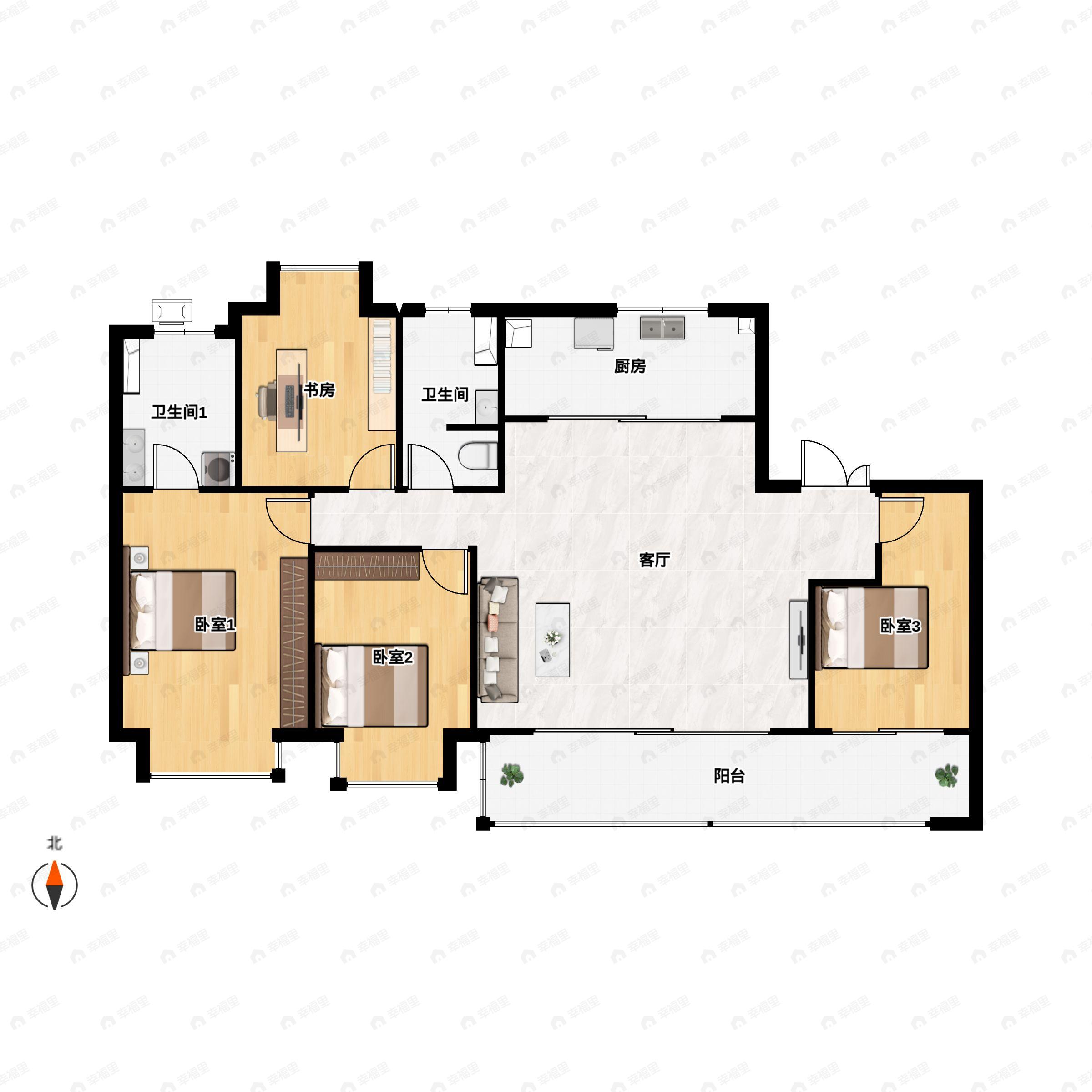 4室2厅2卫建面143平户型图