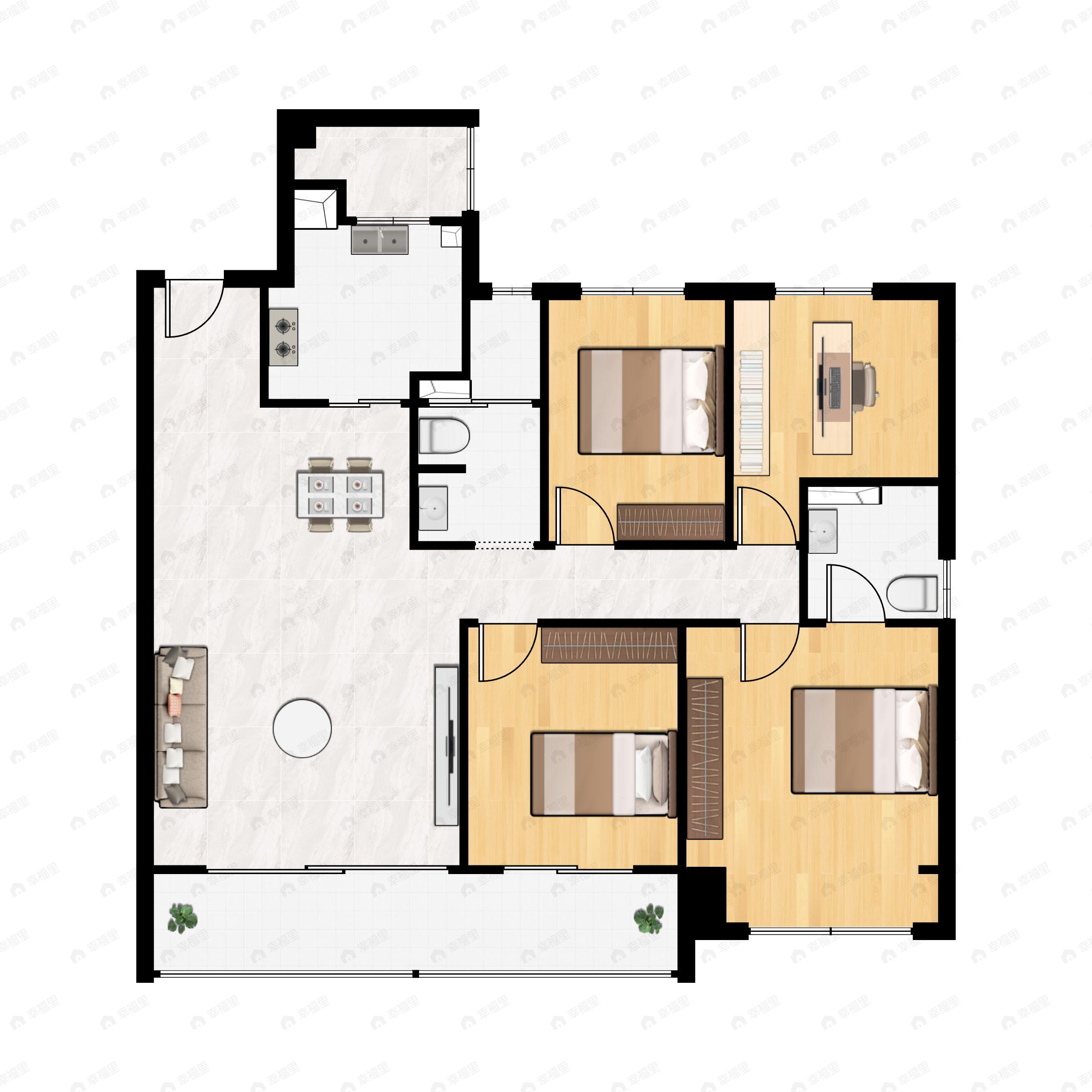 4室2厅2卫建面137平户型图