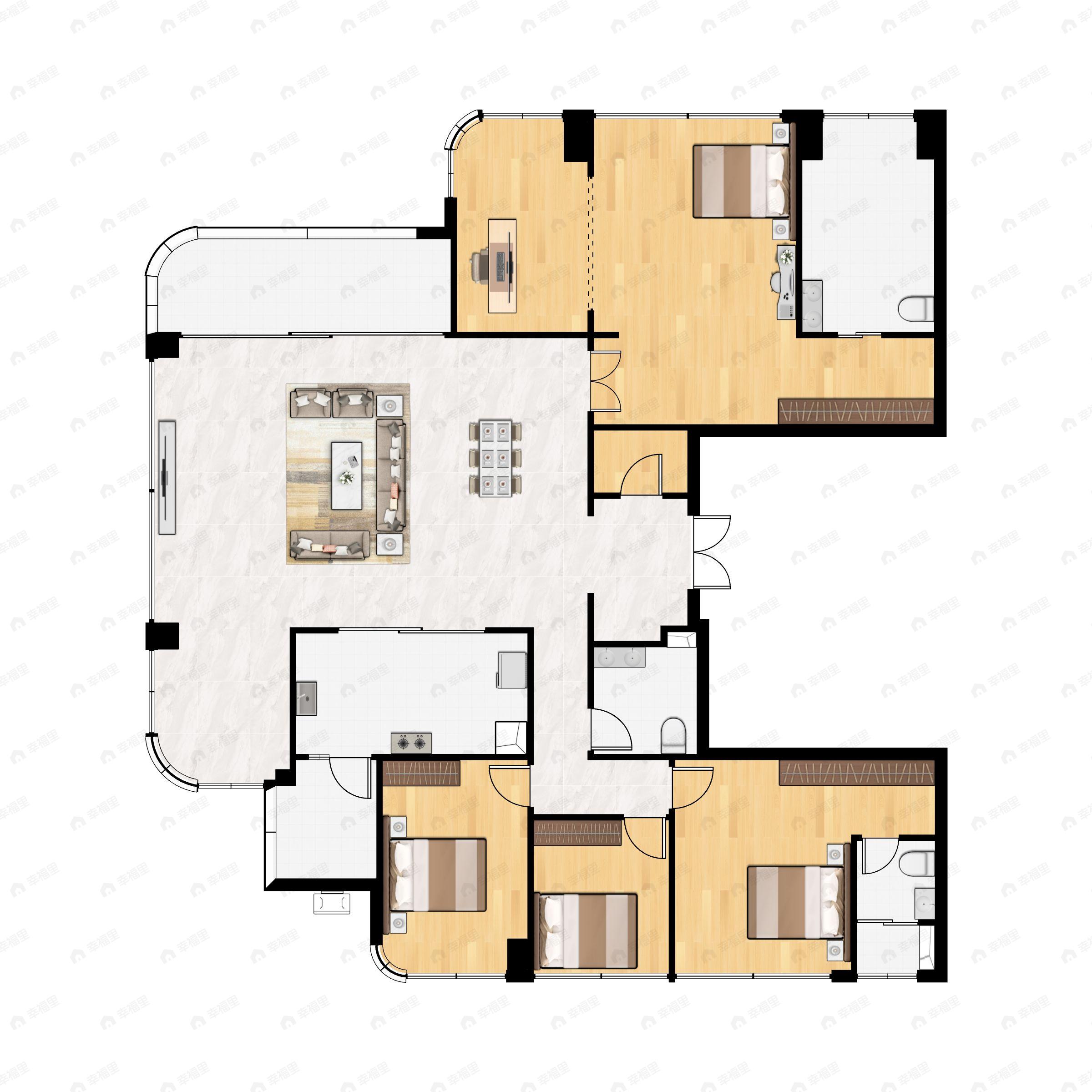 4室2厅3卫建面242平南户型图