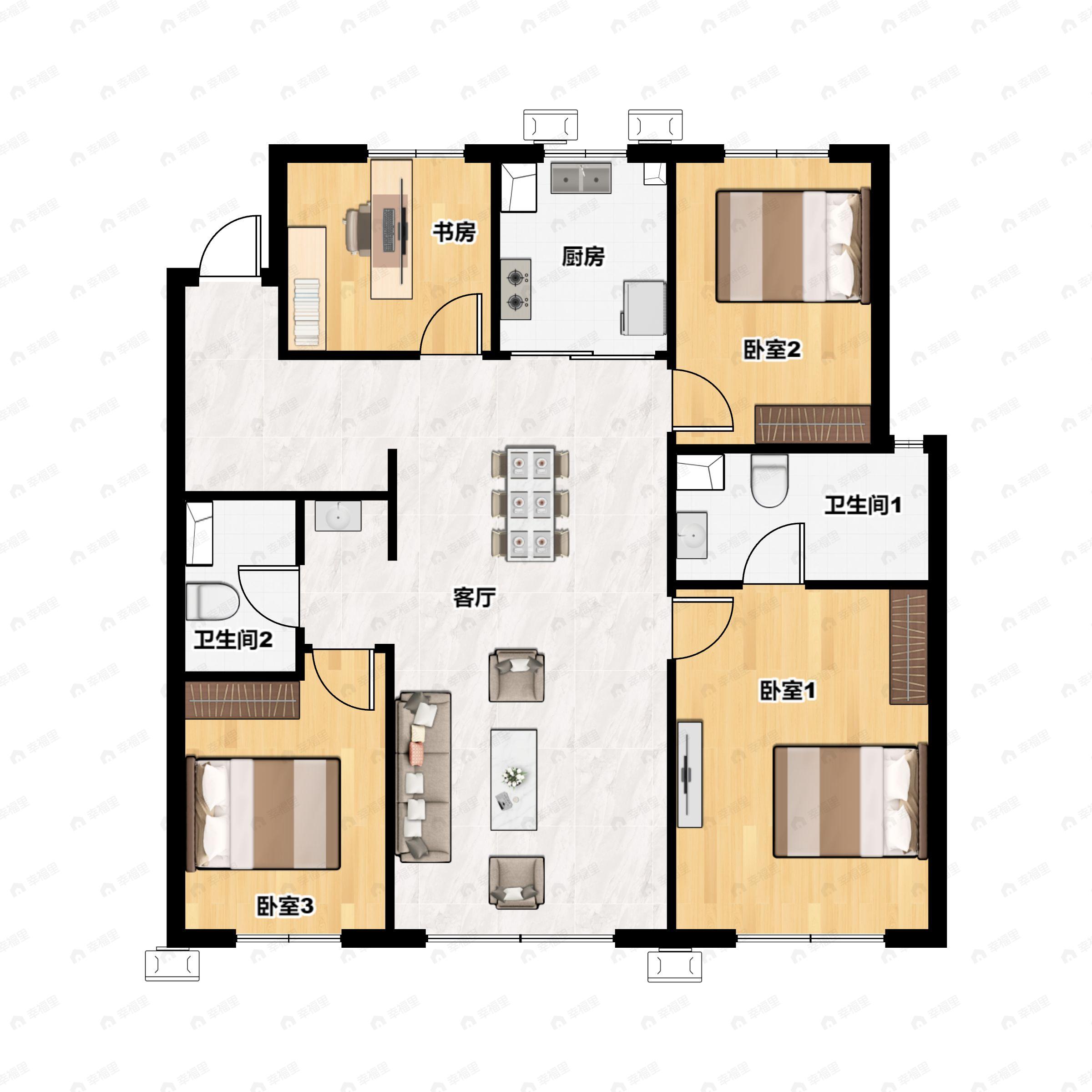 4室2厅2卫建面138平户型图