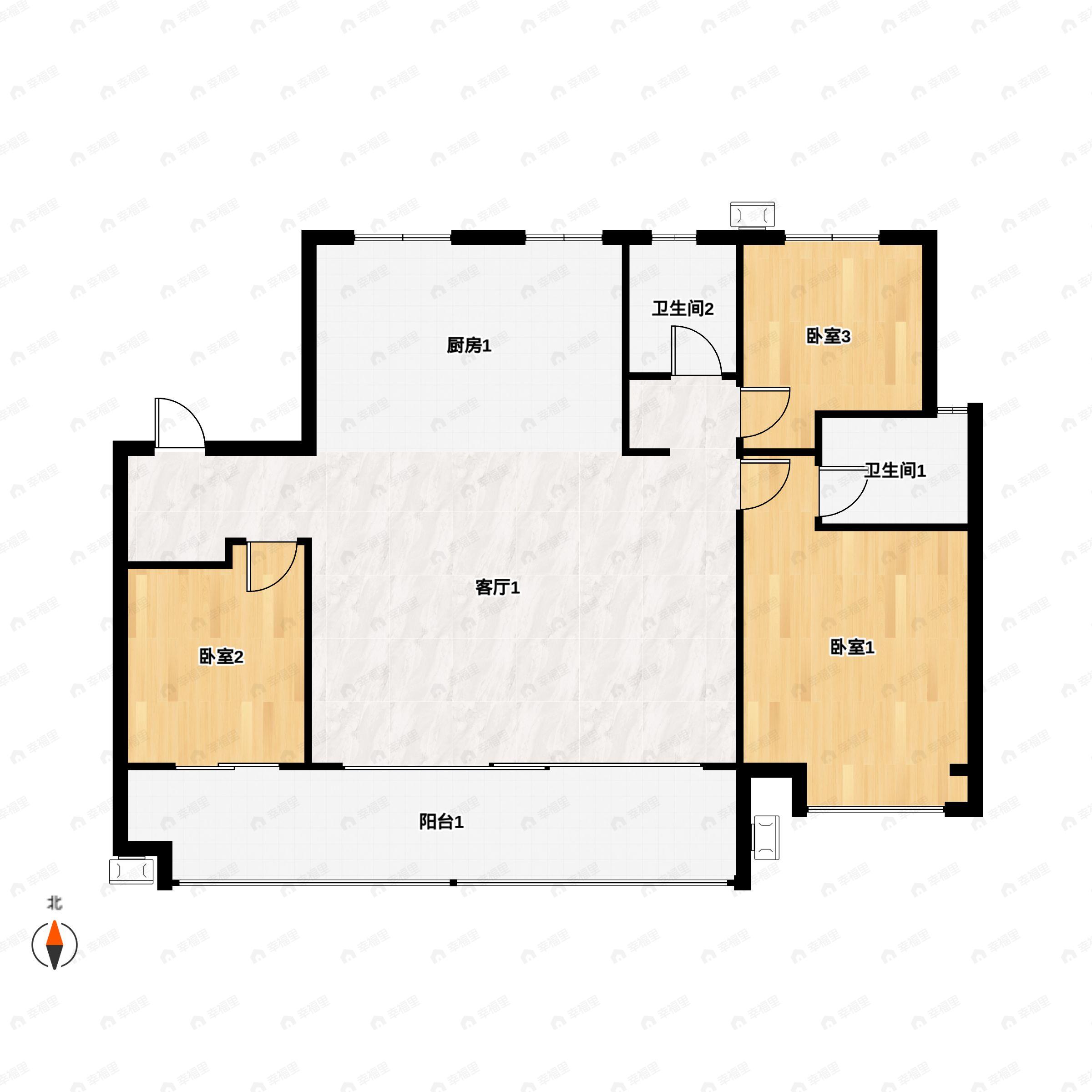 3室2厅2卫建面142平户型图