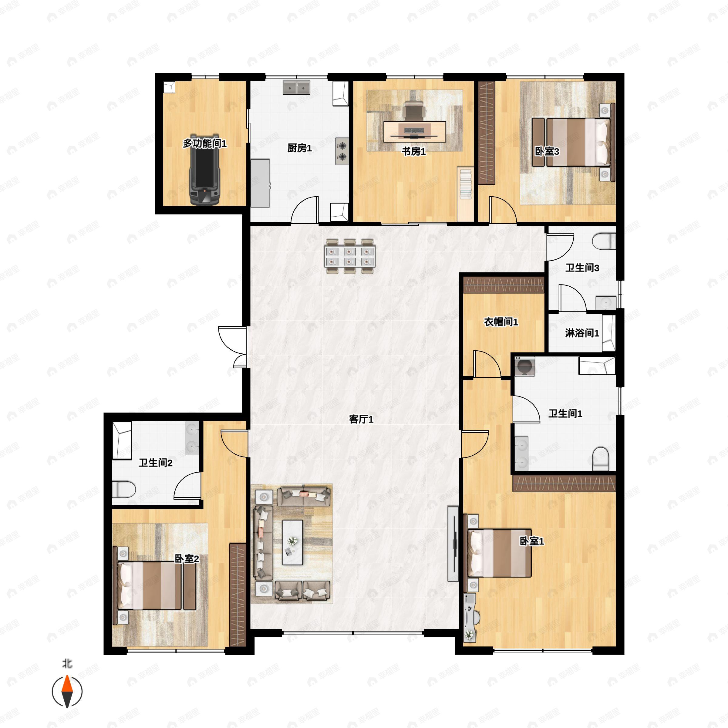 4室2厅3卫建面256平户型图