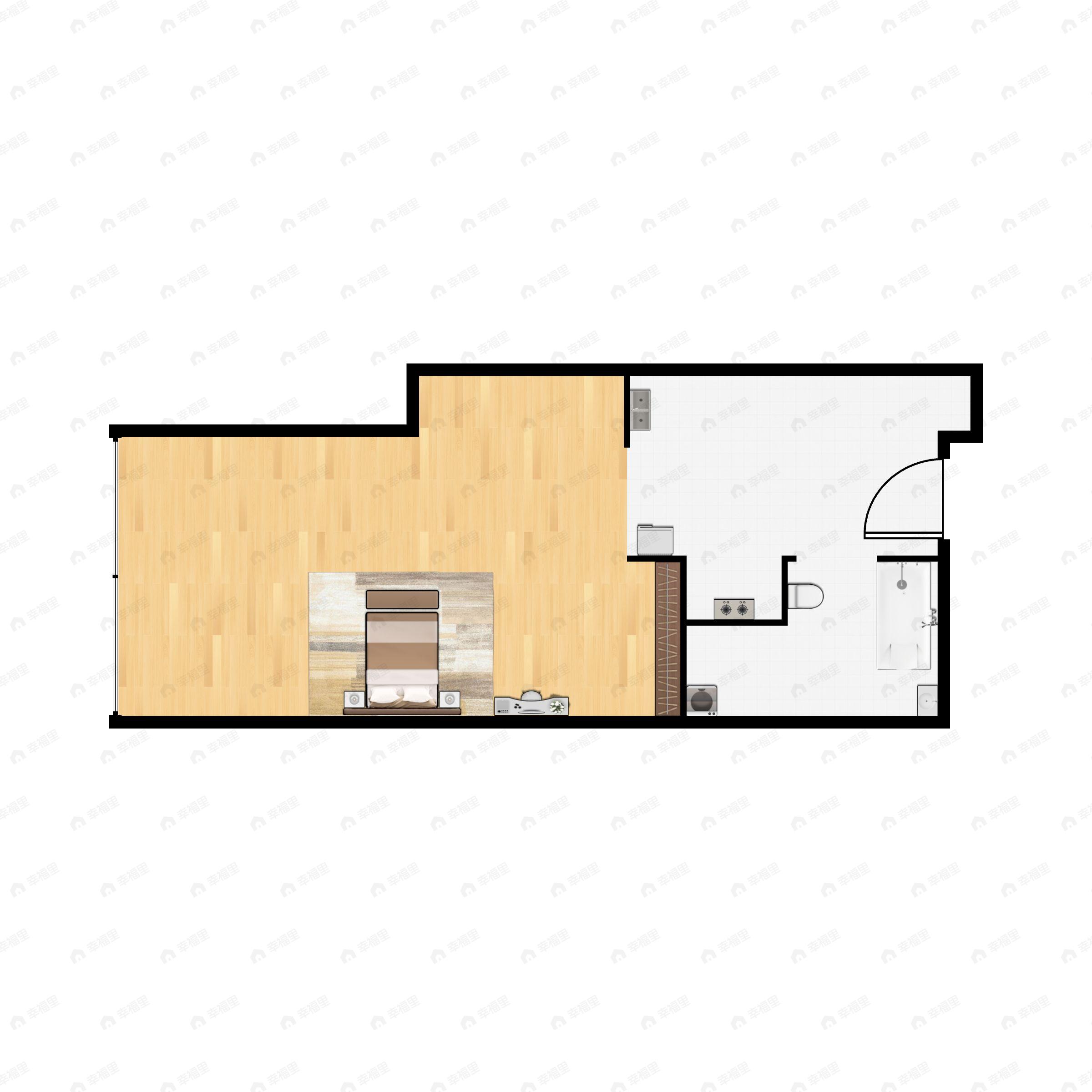 1室1厅1卫建面39平户型图