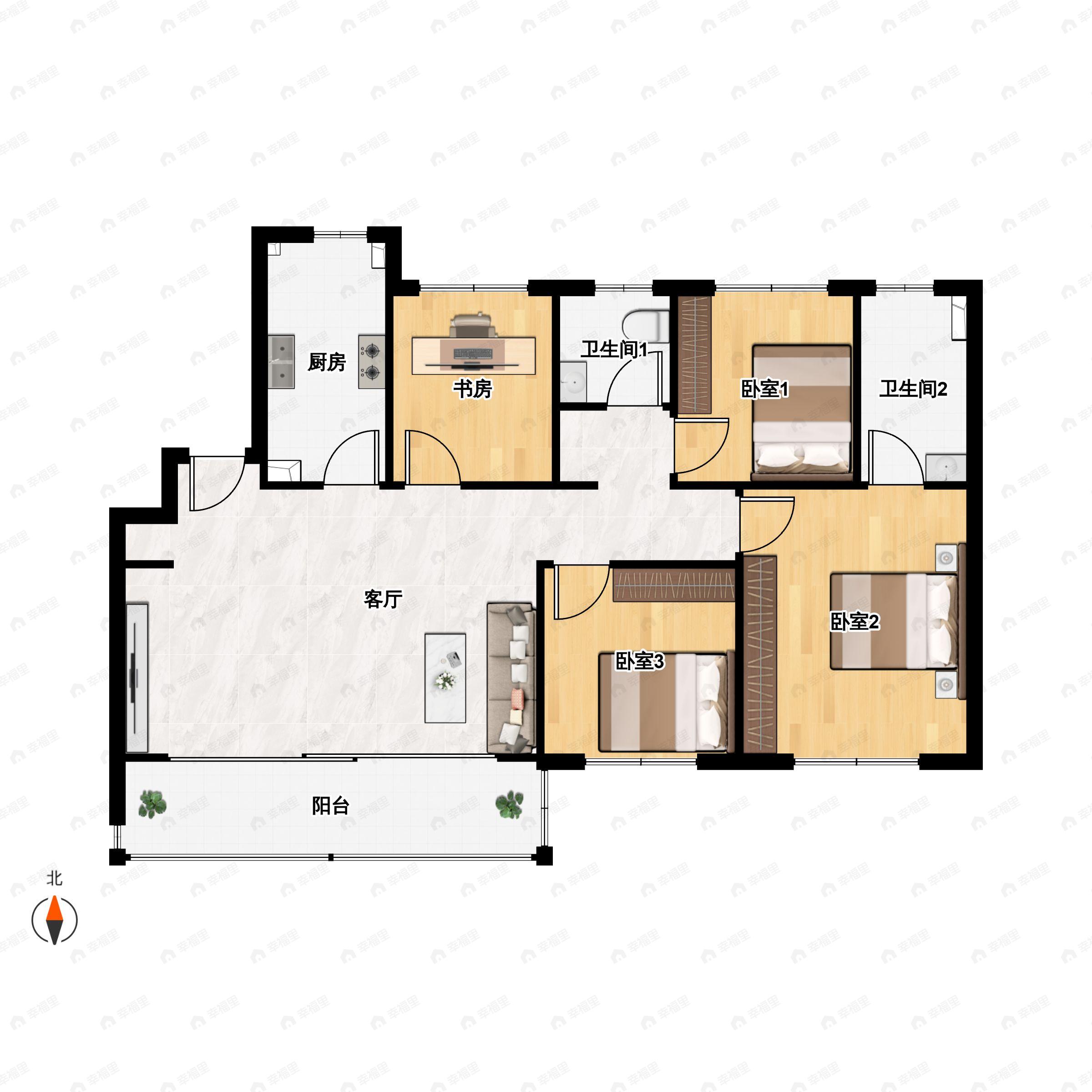 4室2厅2卫建面143平户型图