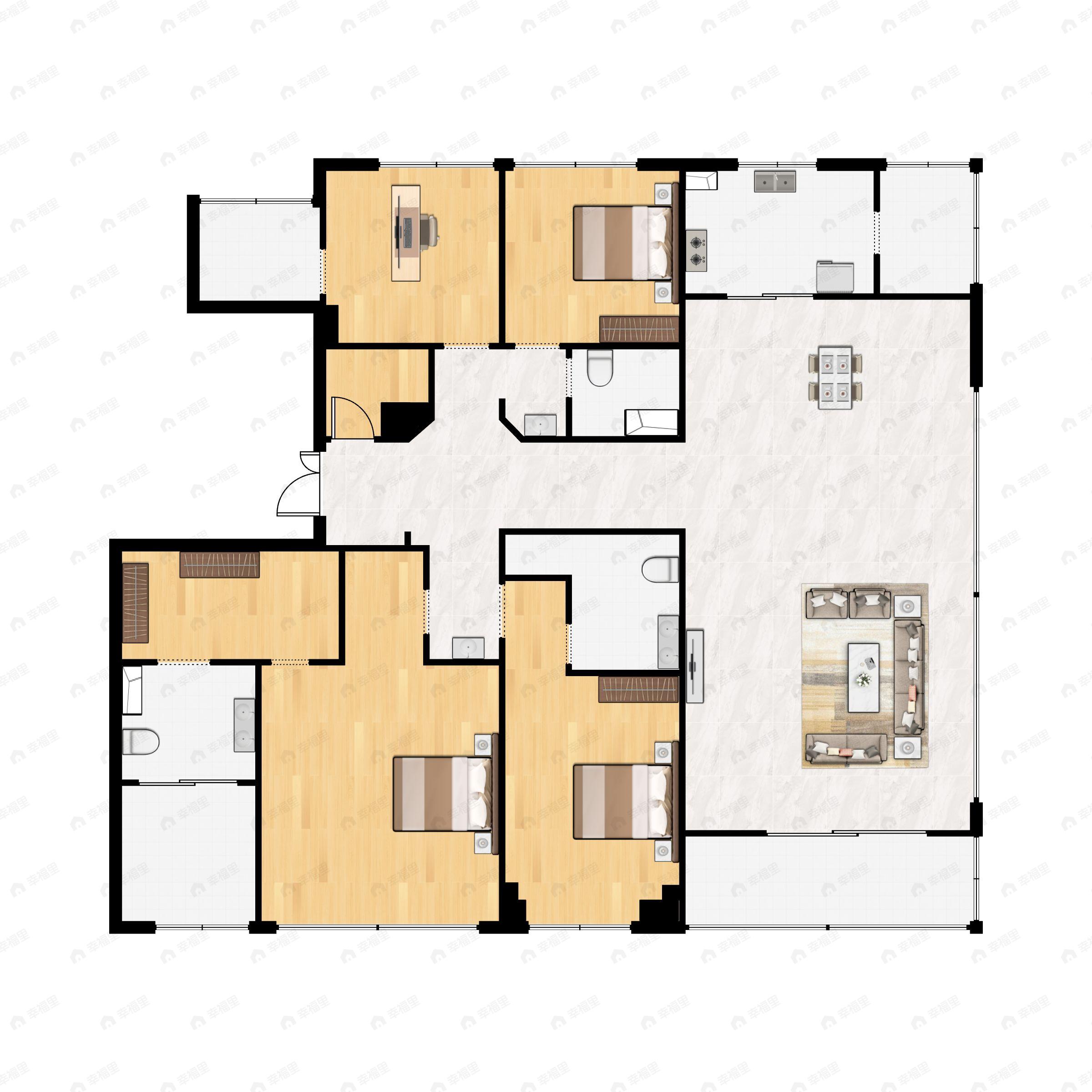 4室2厅3卫建面200平户型图