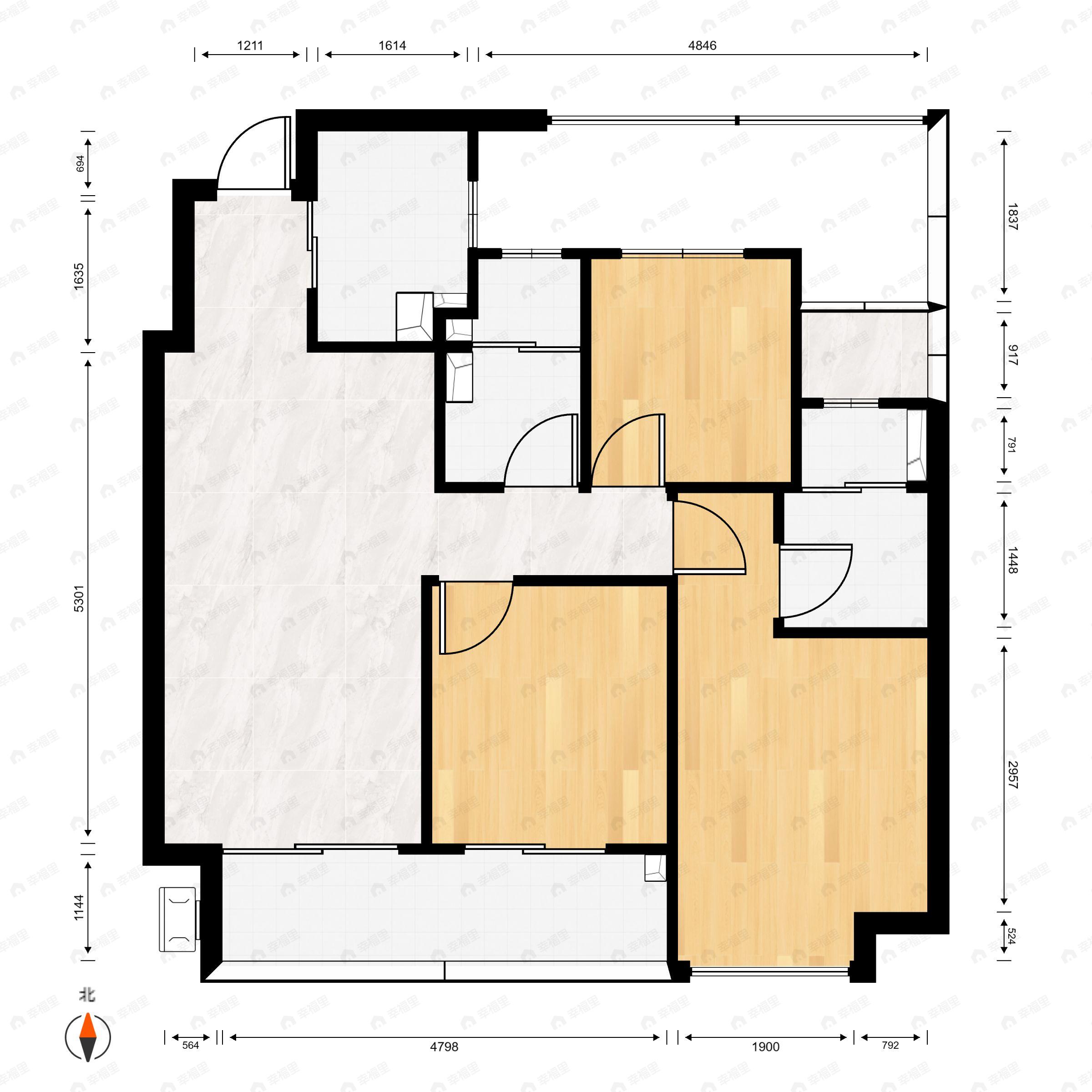 3室2厅2卫建面110平户型图