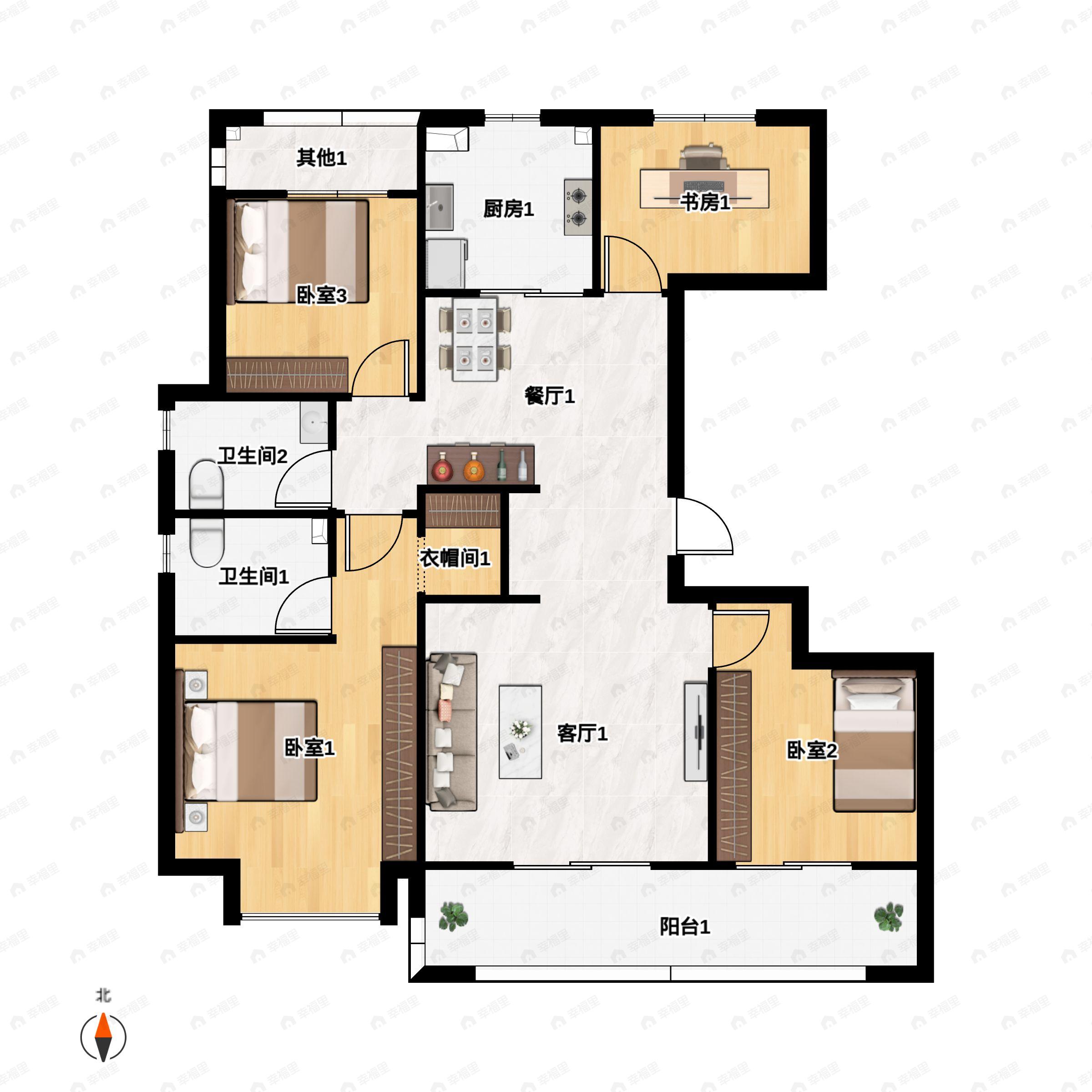 4室2厅2卫建面133平户型图