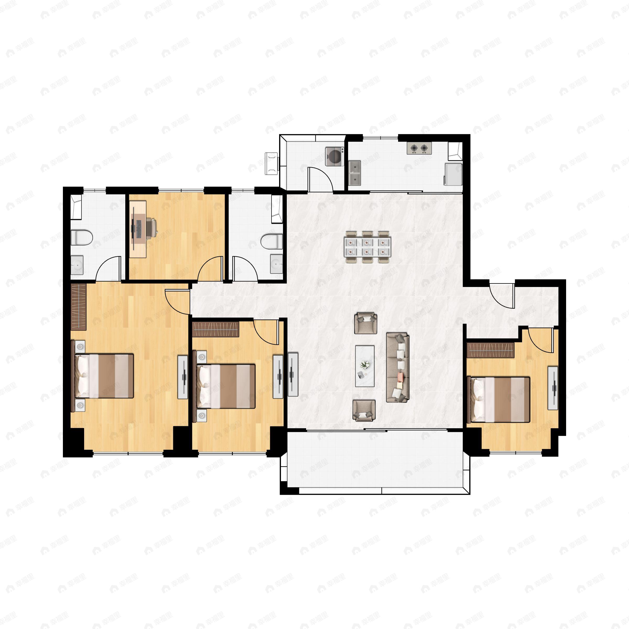 4室2厅2卫建面143平户型图