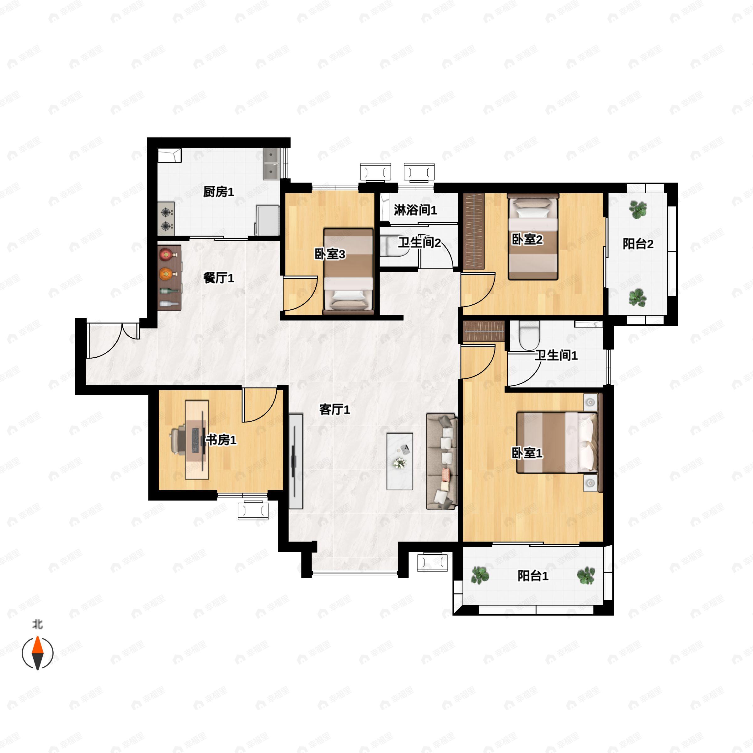 白云兴庆御苑4室2厅2卫户型图