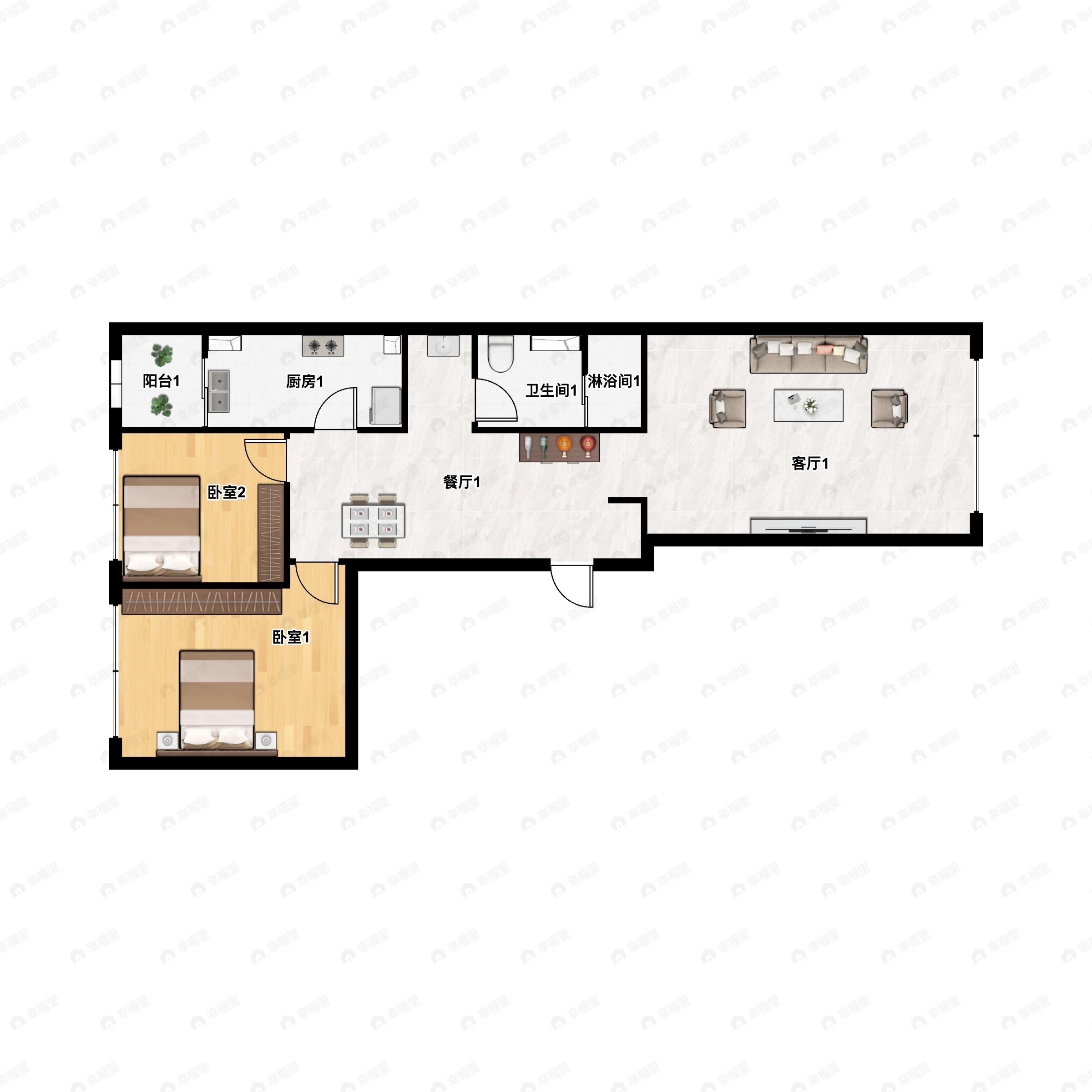 北京城建天坛府2室2厅1卫户型图