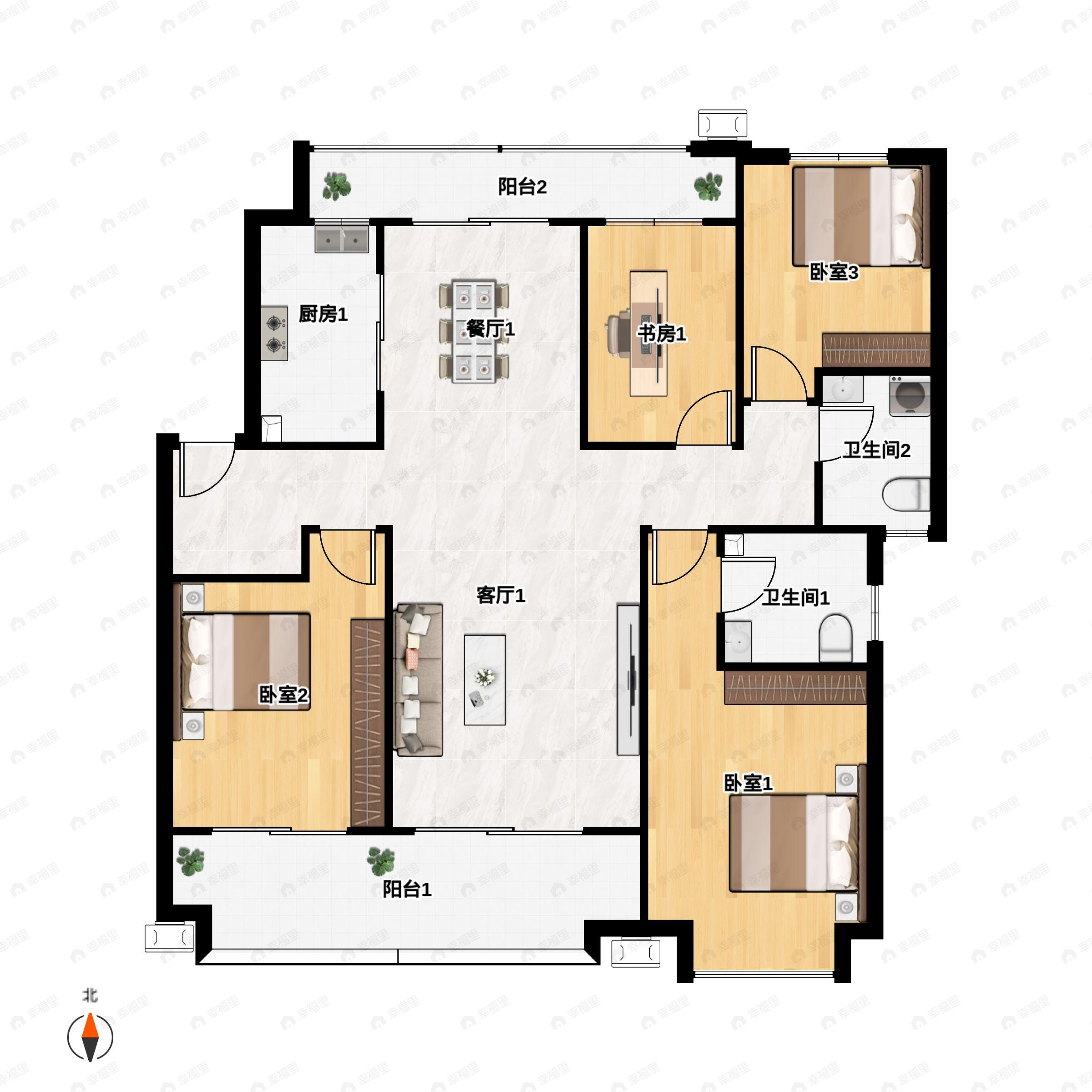 中海阅骊山二期贤庭4室2厅2卫户型图