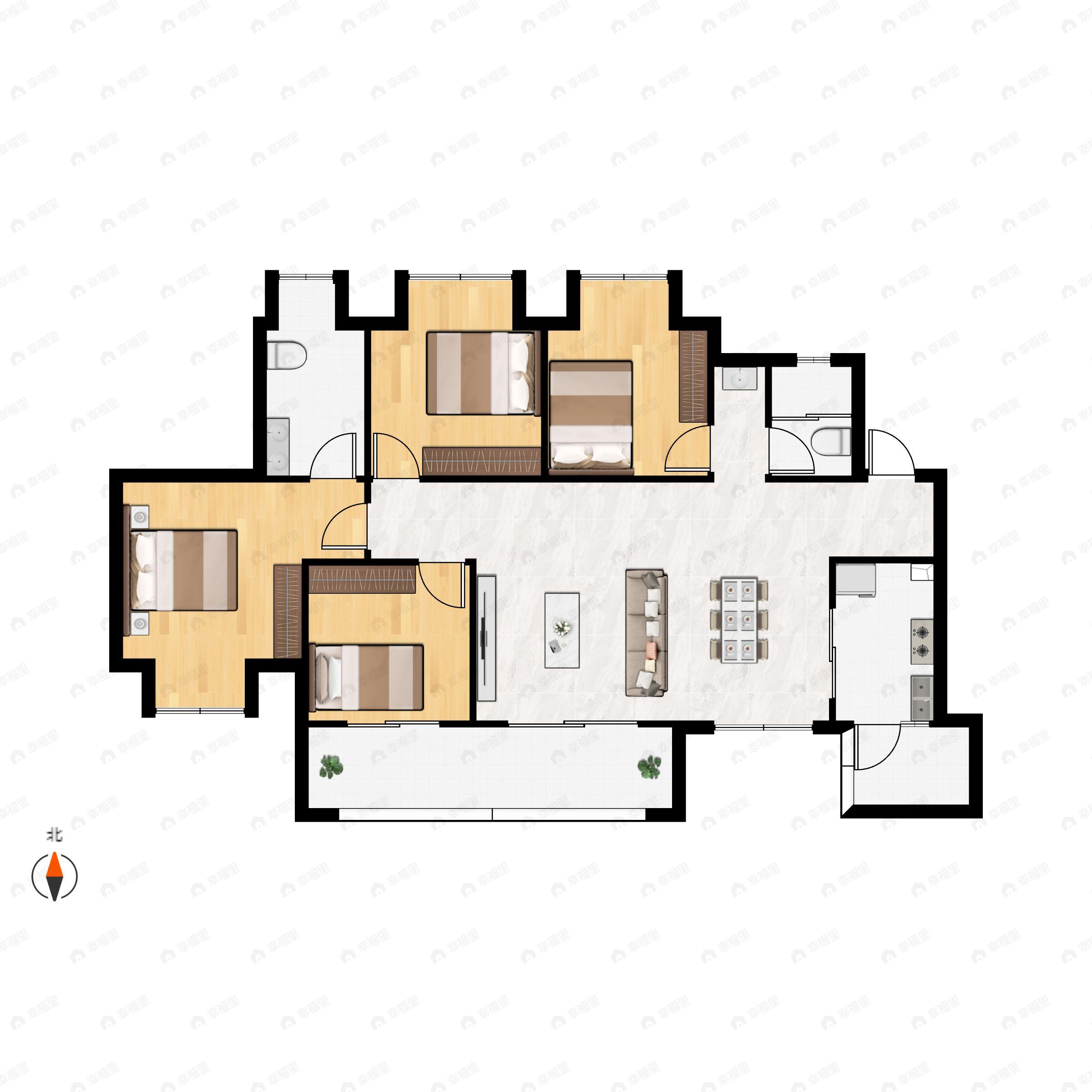 北京城建龙樾生态城4室2厅2卫户型图