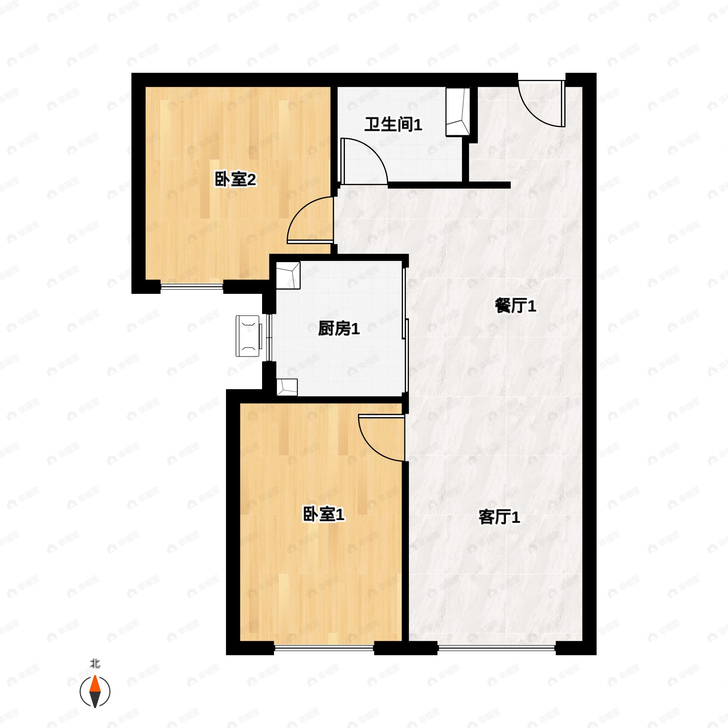2室2厅1卫建面81平户型图