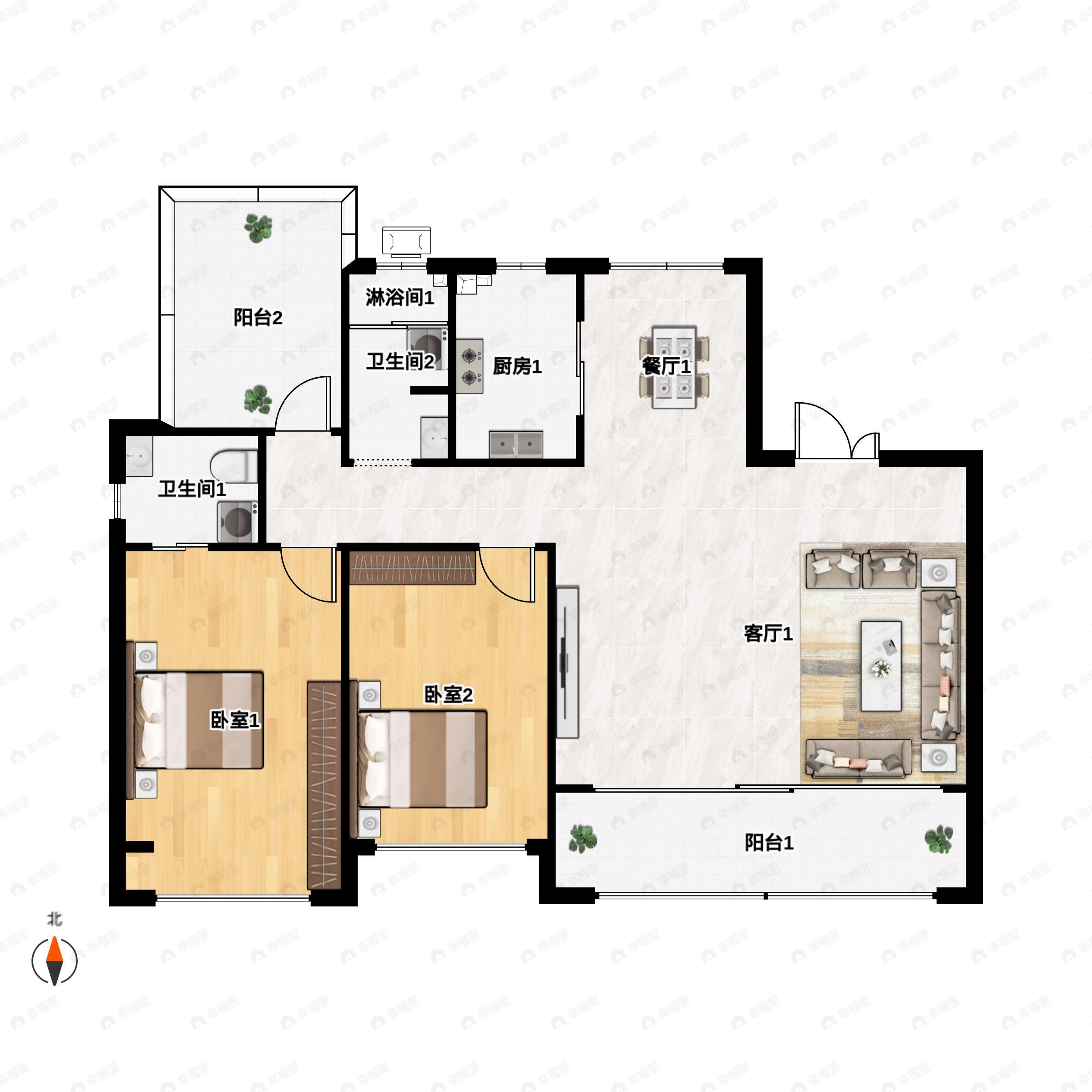 4室2厅3卫建面183平户型图