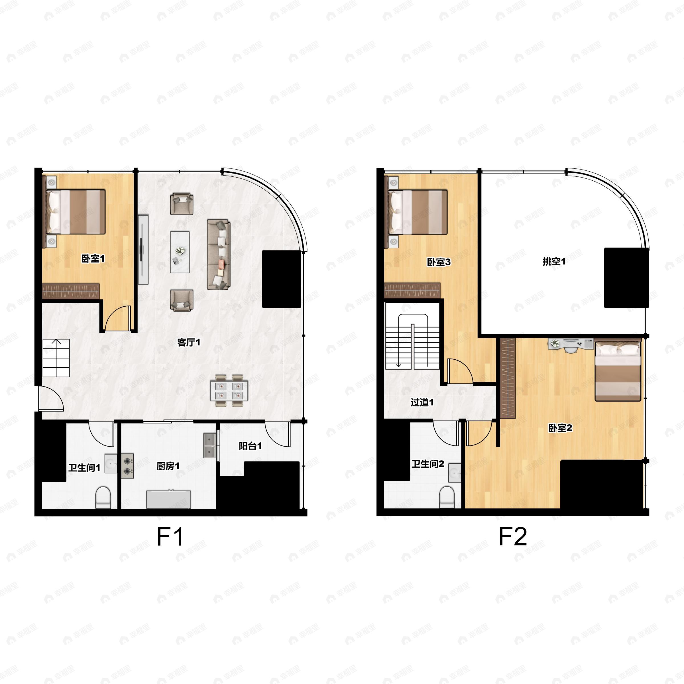 3室2厅2卫建面130平户型图