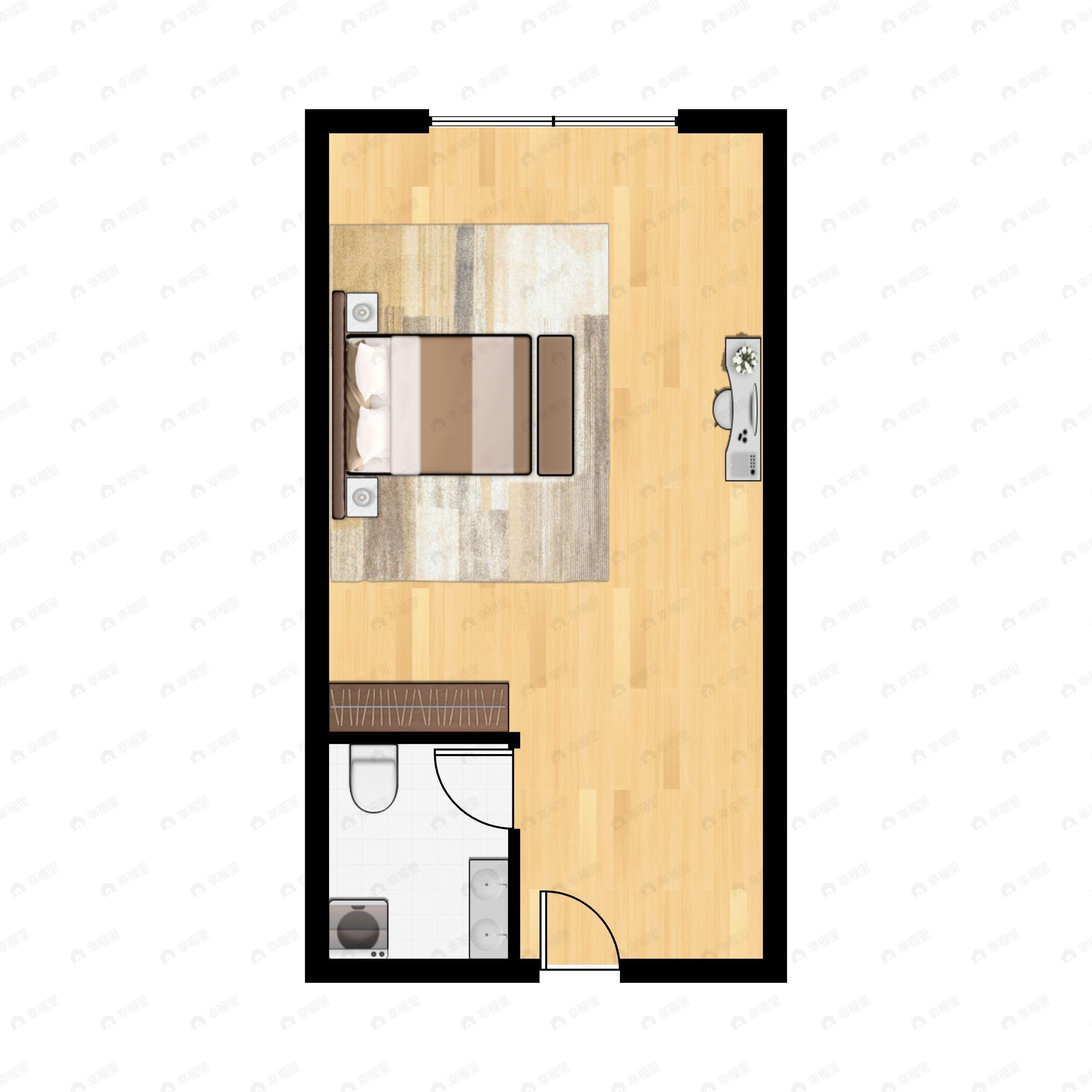 1室1厅1卫建面50m²北户型图