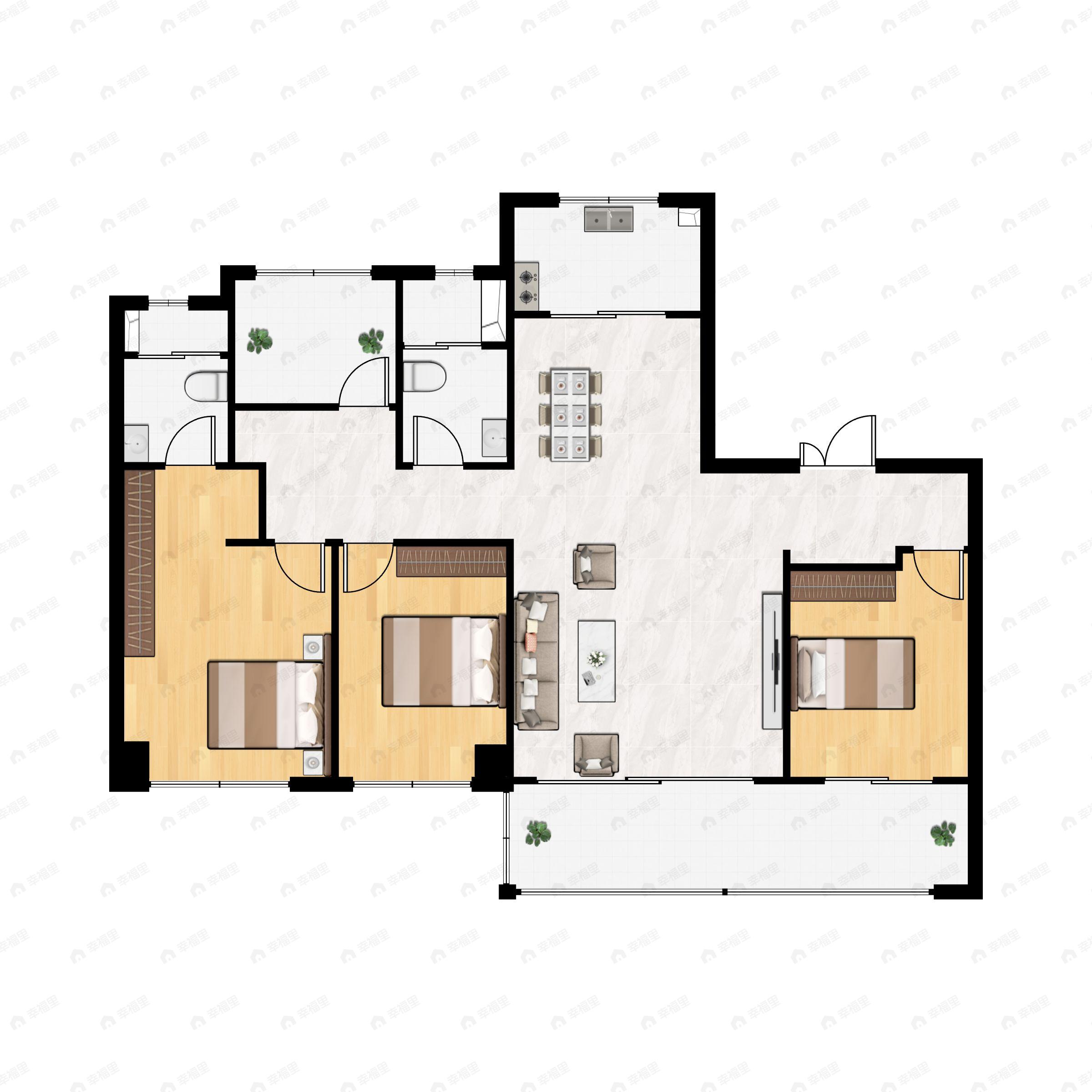 4室2厅2卫建面152平户型图