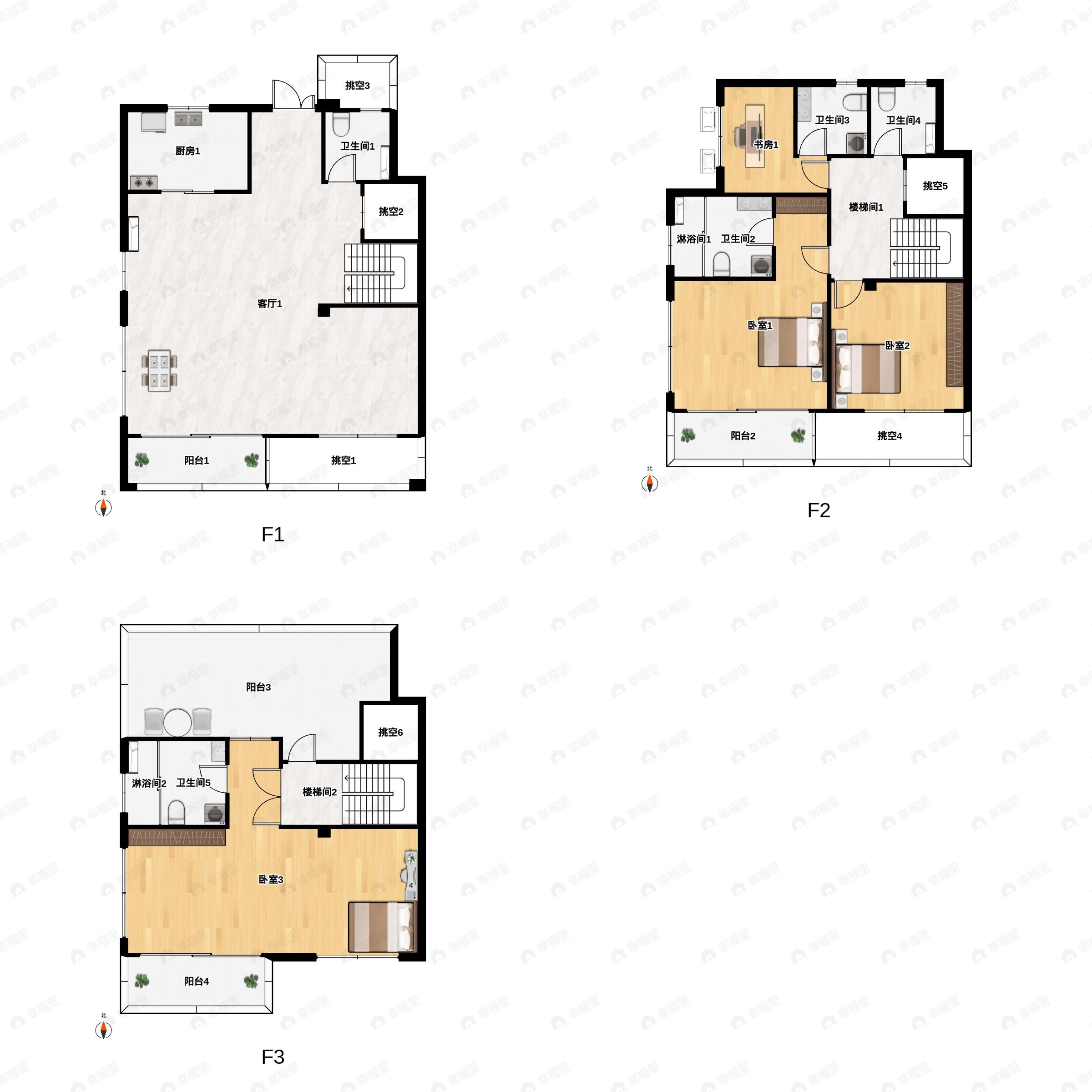 4室2厅4卫建面231平户型图