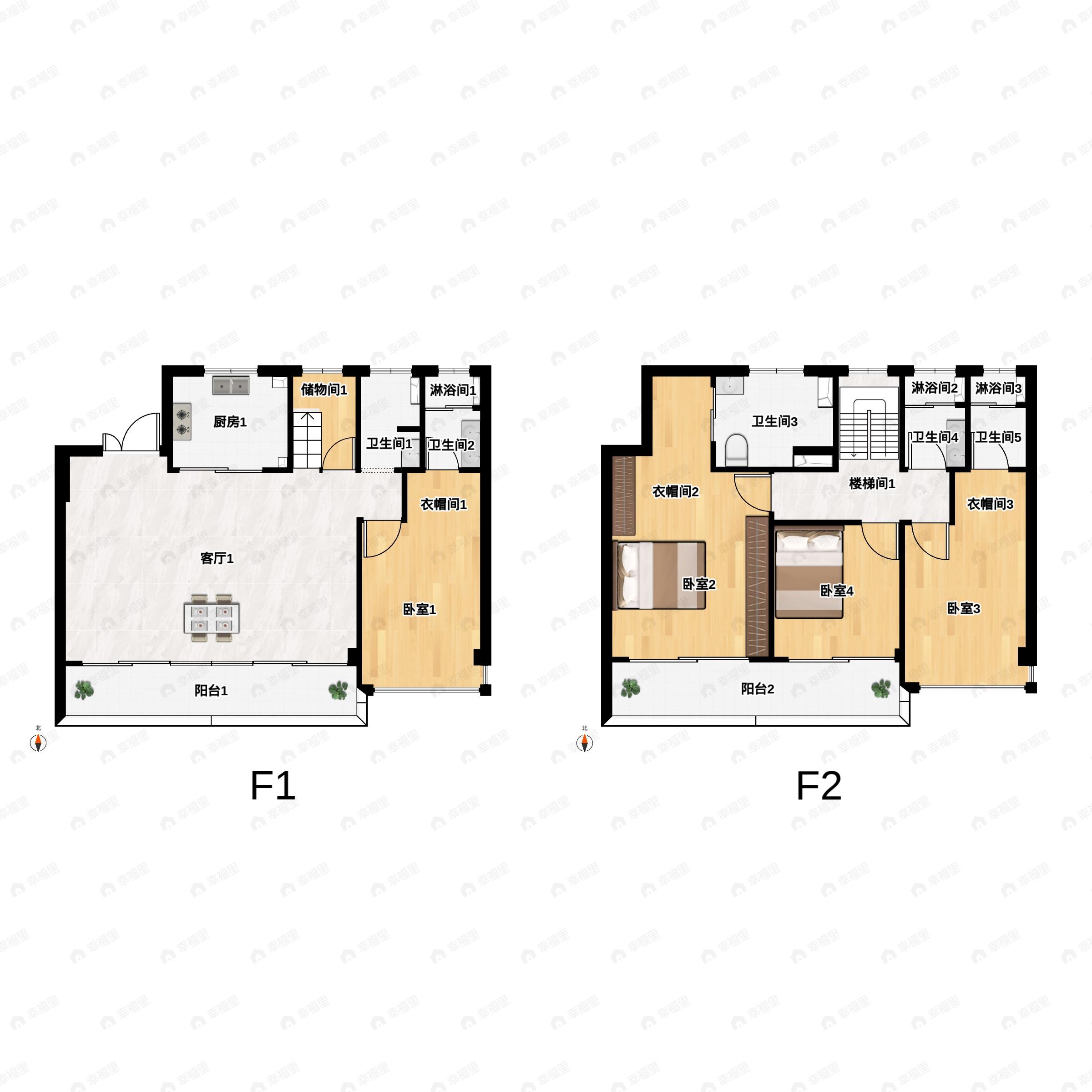 4室2厅5卫建面220平户型图