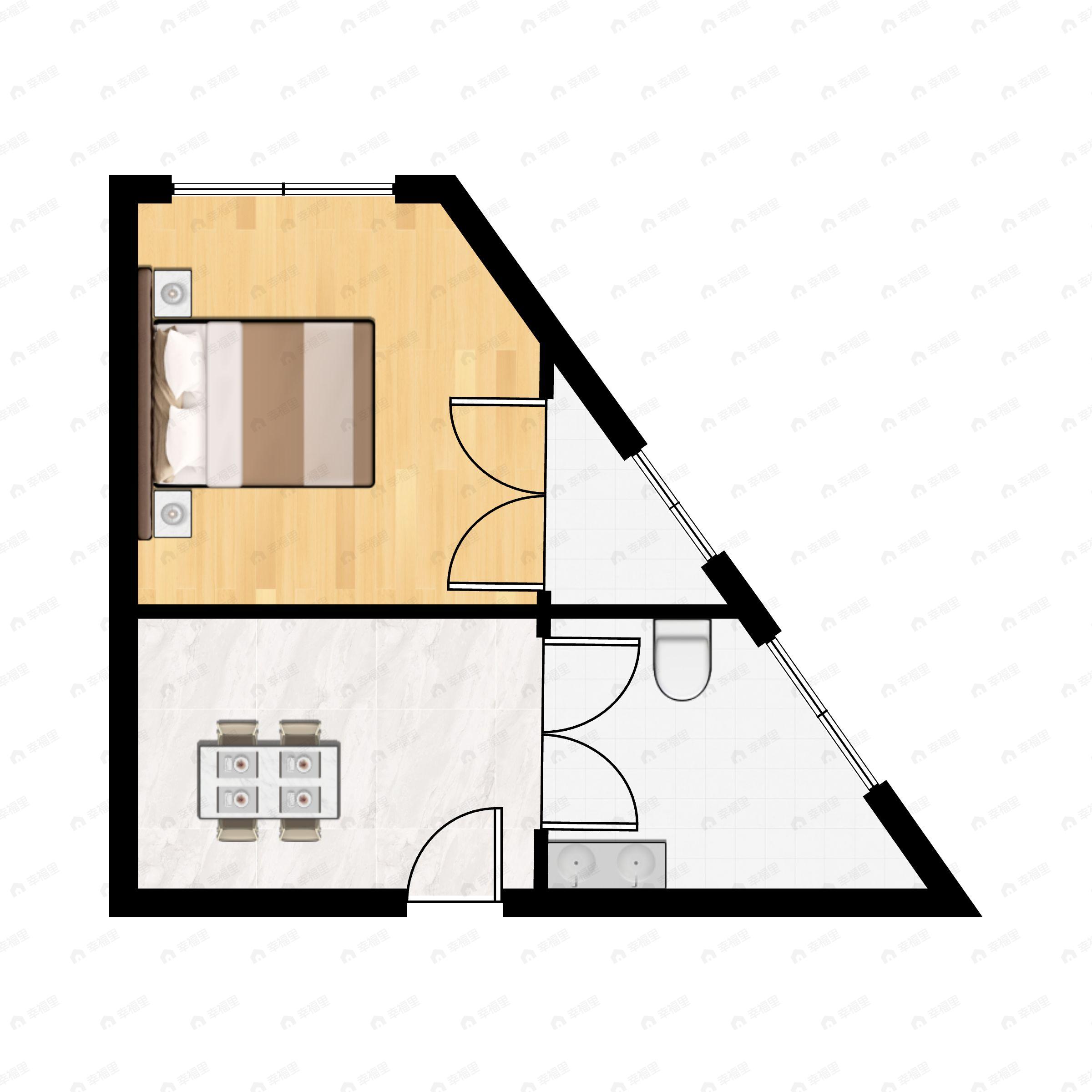 1室1厅1卫建面25m²东北户型图