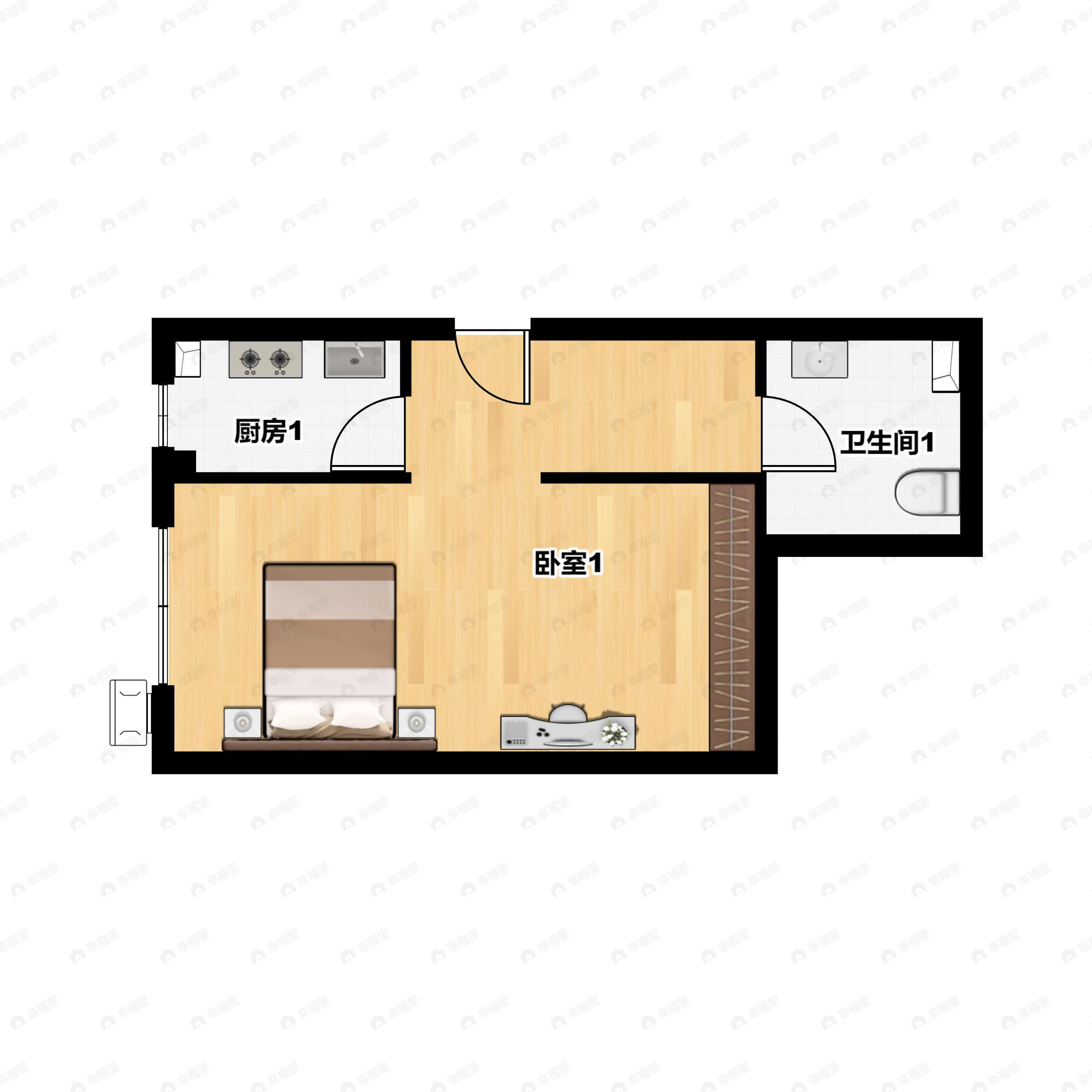 1室1厅1卫建面51平户型图