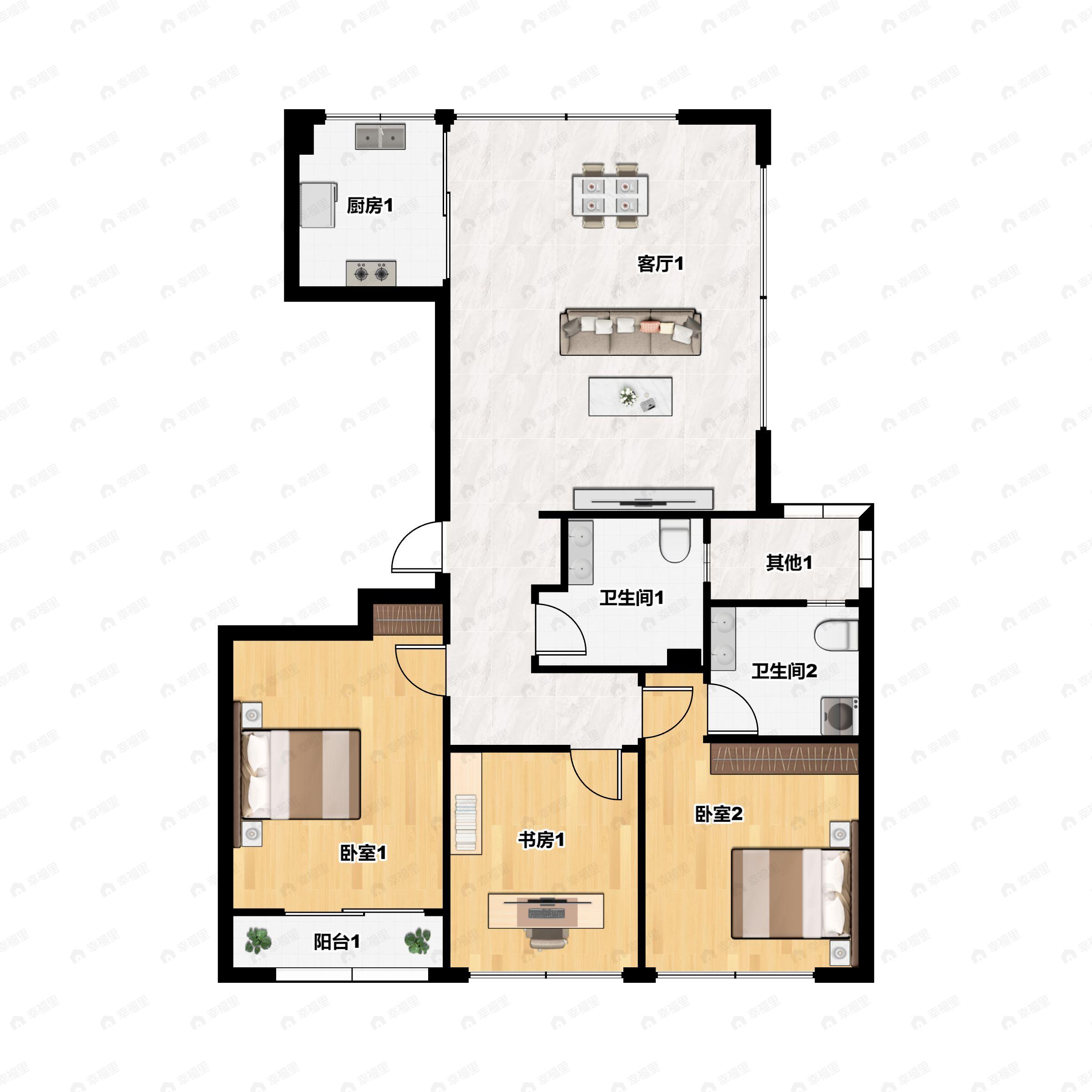 天使小镇浅山明月3室2厅2卫户型图