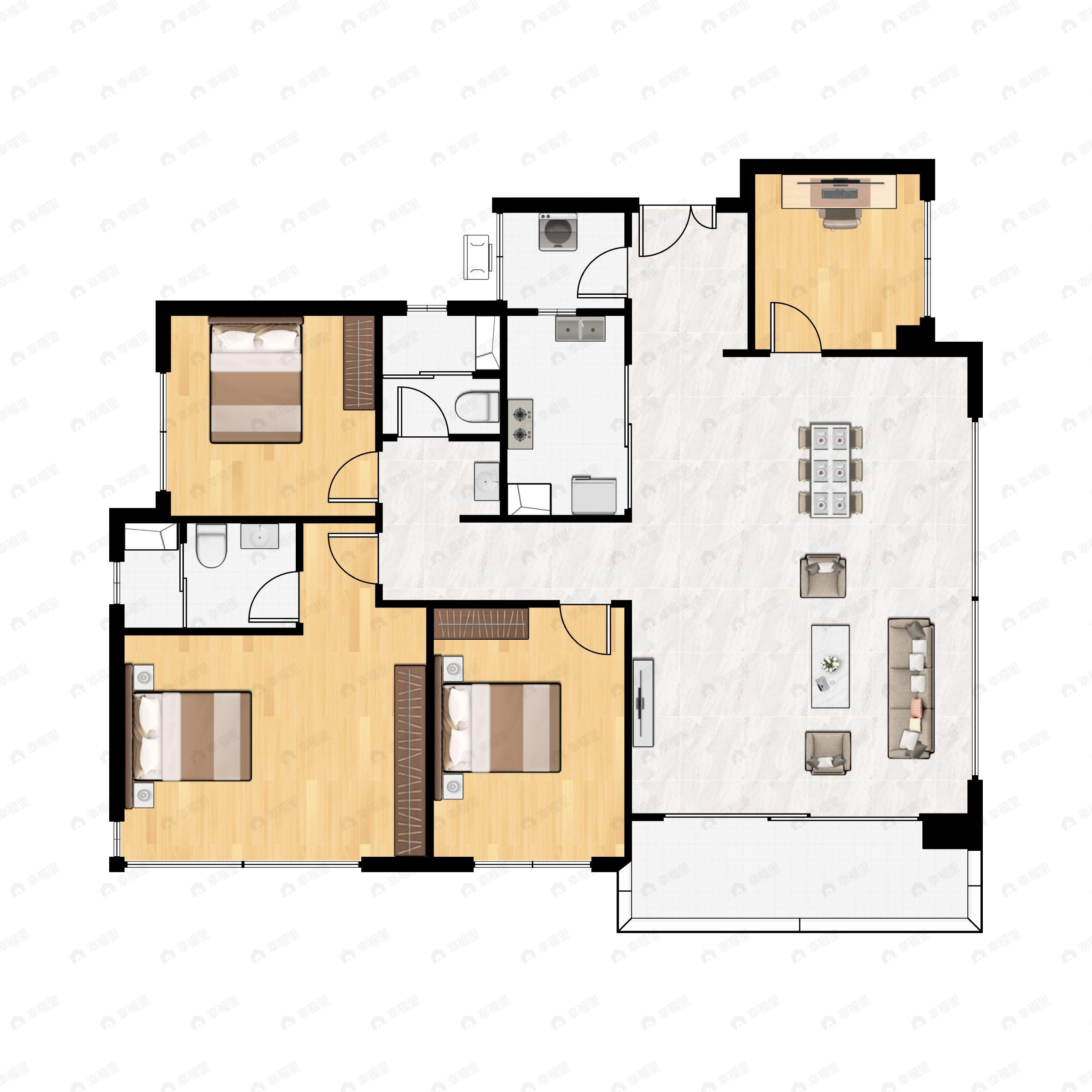 4室2厅2卫建面138平户型图