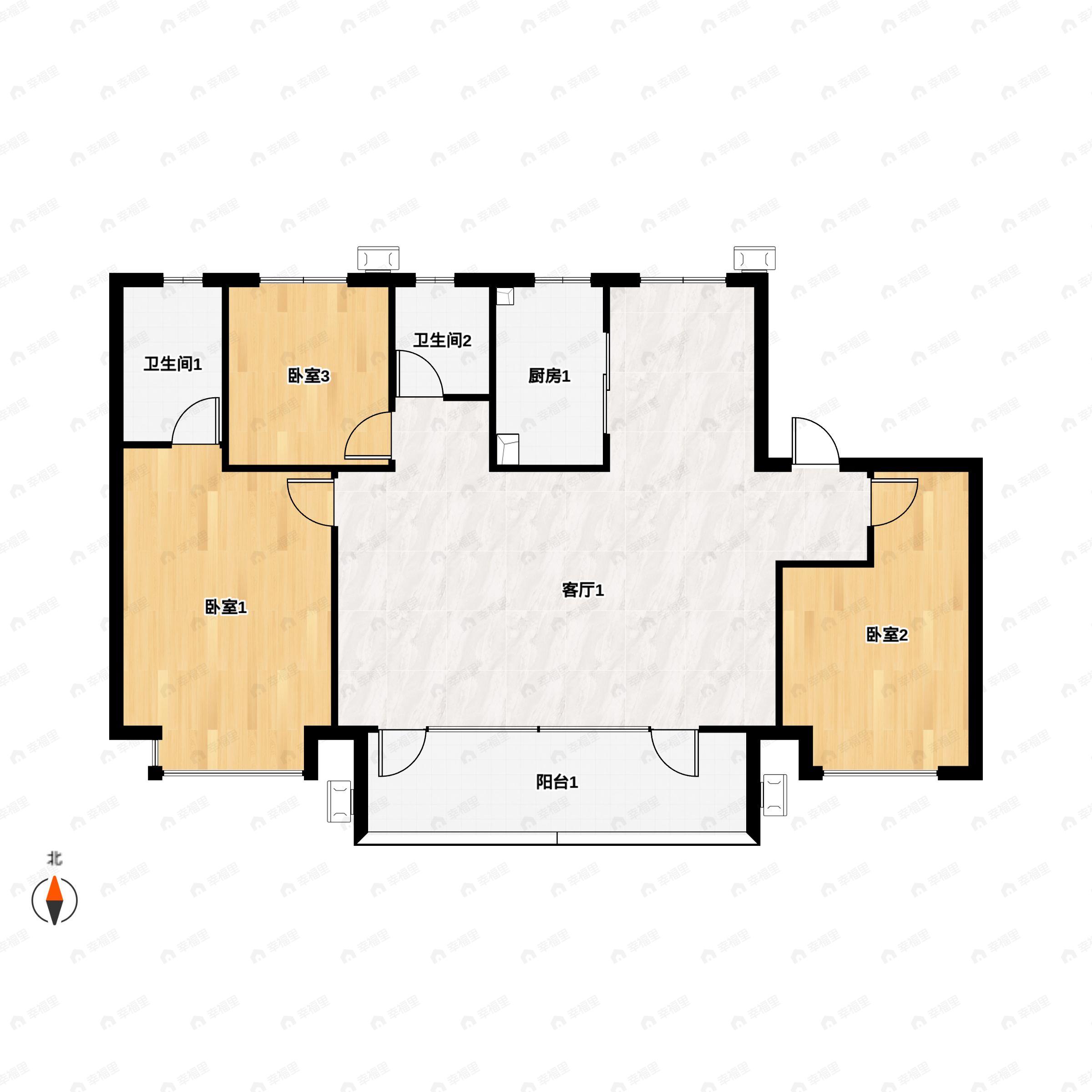4室2厅2卫建面142平南户型图
