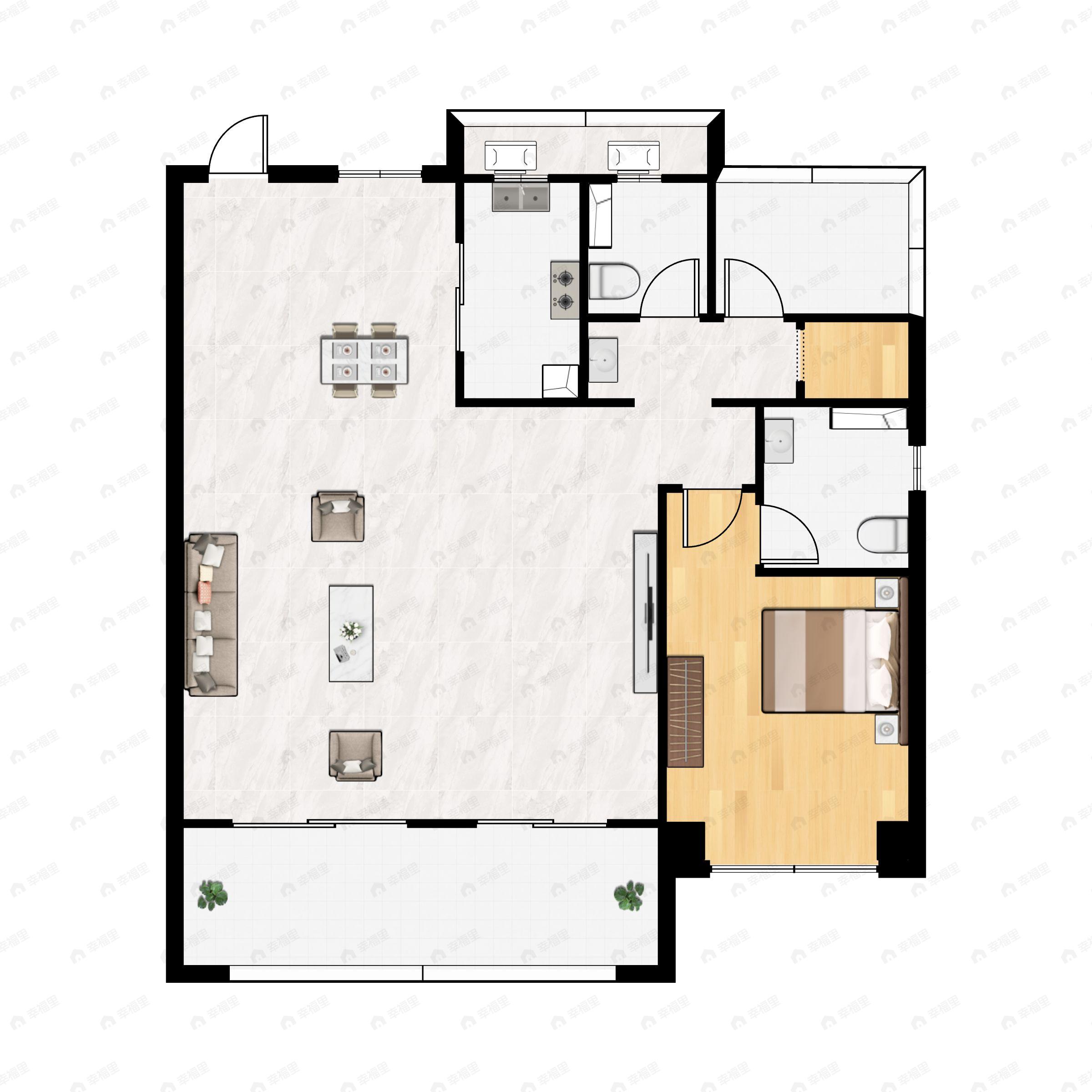3室2厅2卫建面129平户型图