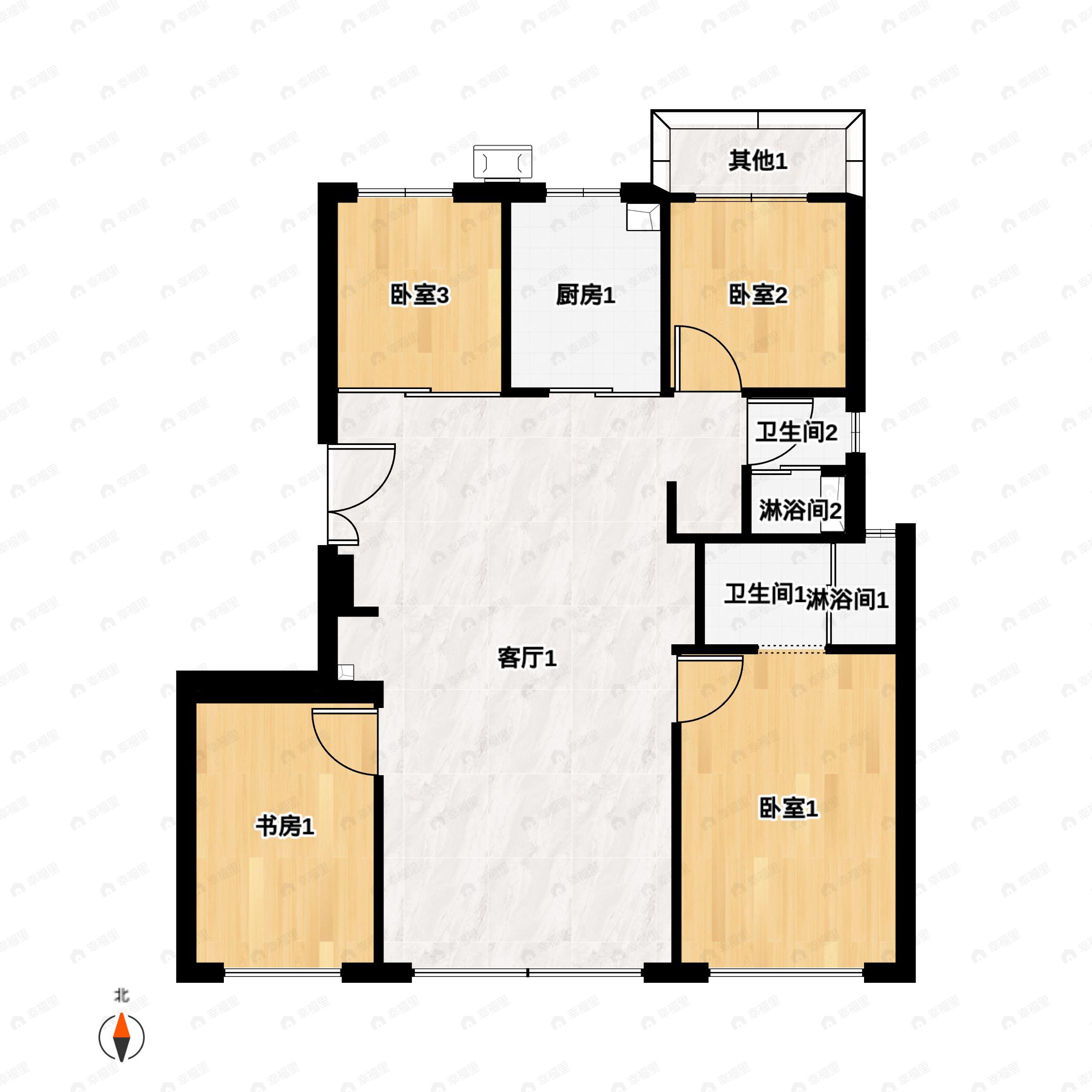 4室2厅2卫建面148平户型图