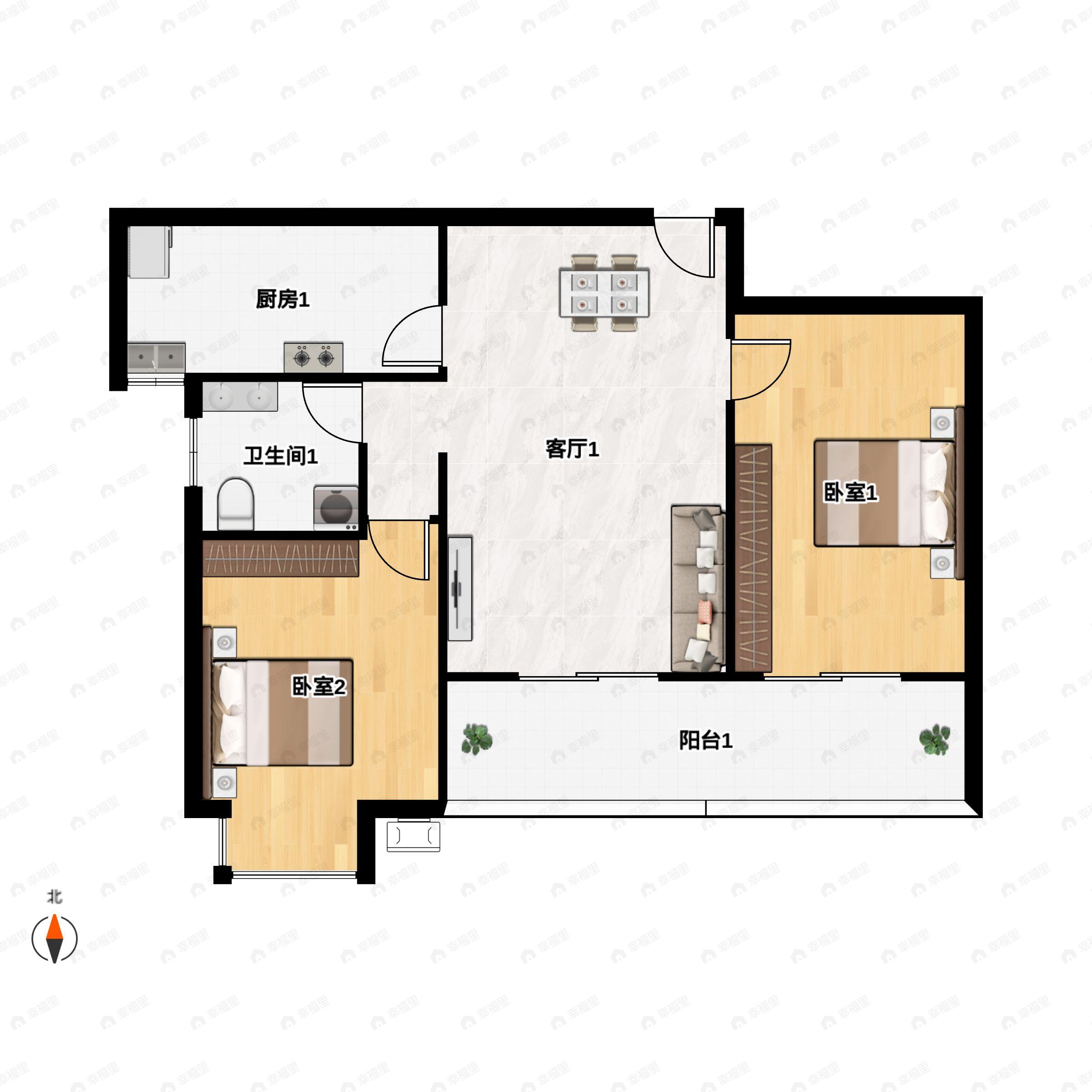 光华雅居2室2厅1卫户型图