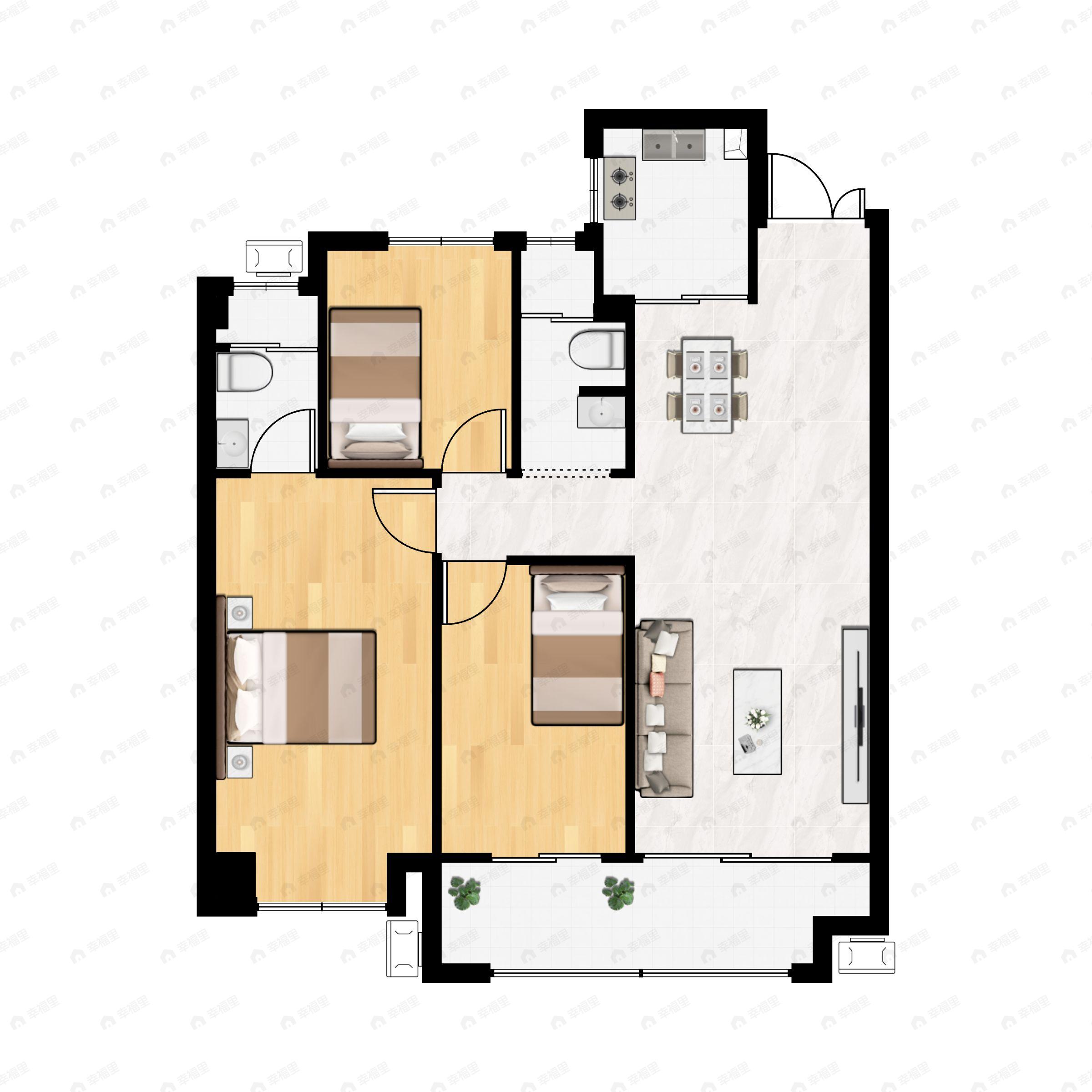 东盛甲第天玺3室2厅2卫户型图