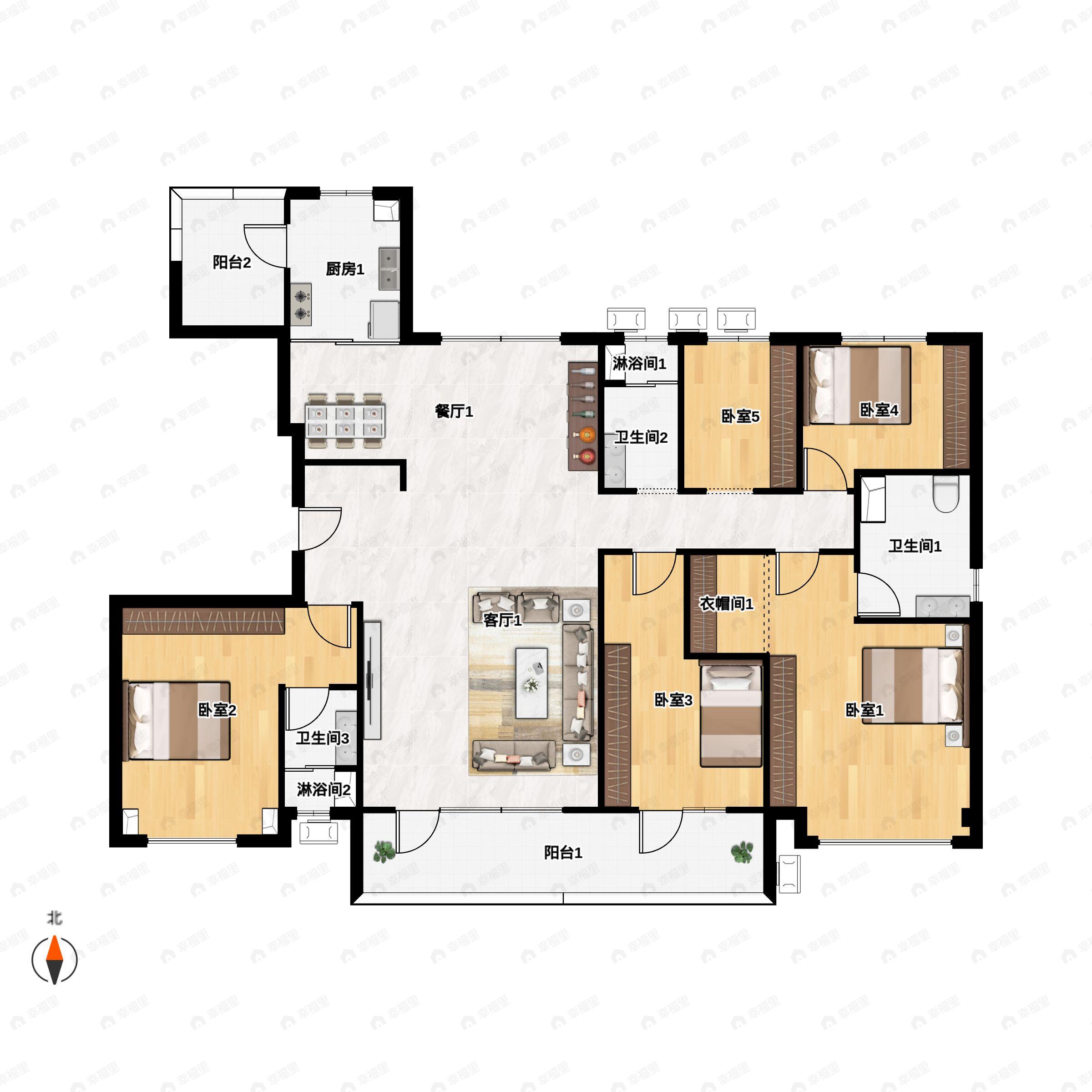 碧桂园天誉5室2厅3卫户型图