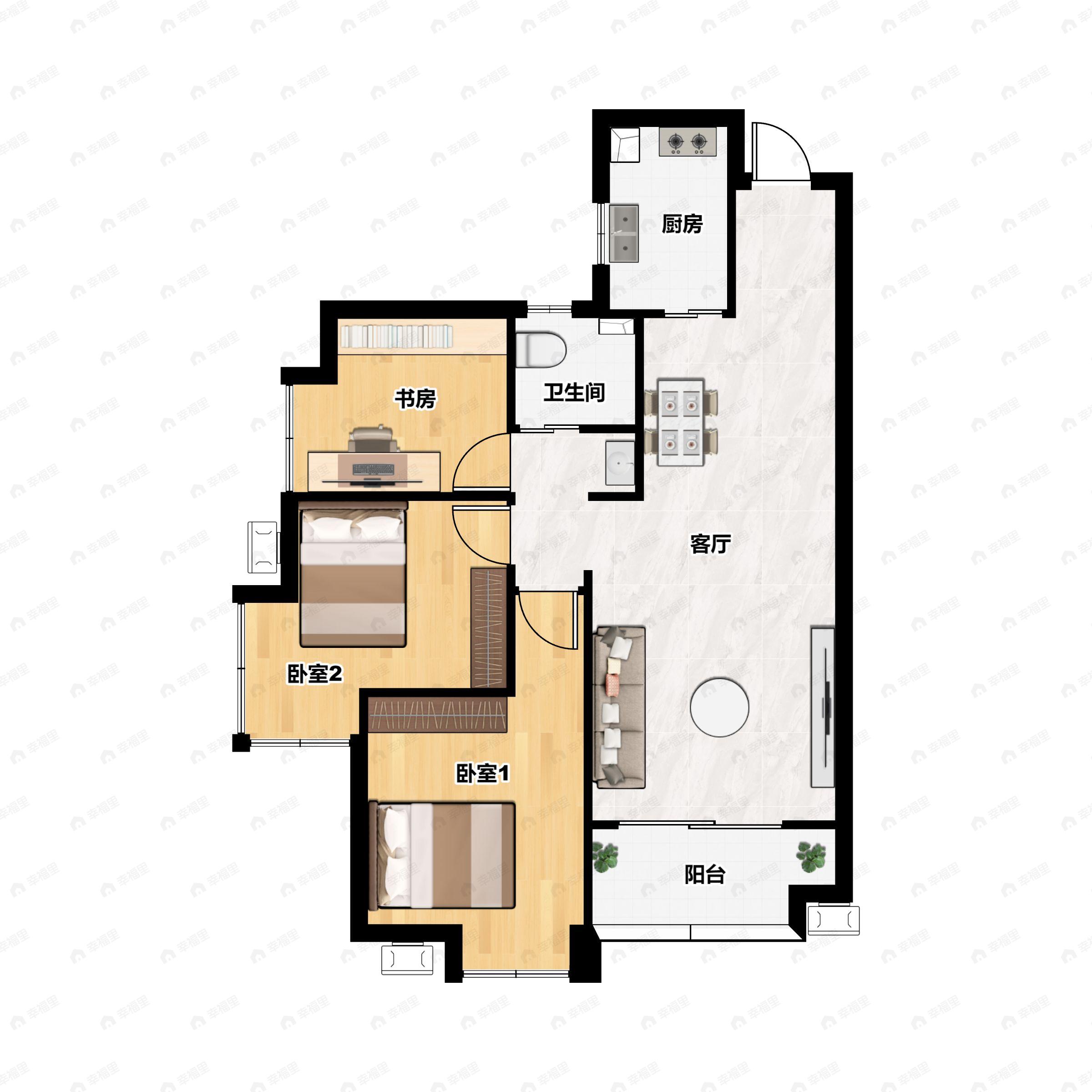 3室2厅1卫建面97平户型图
