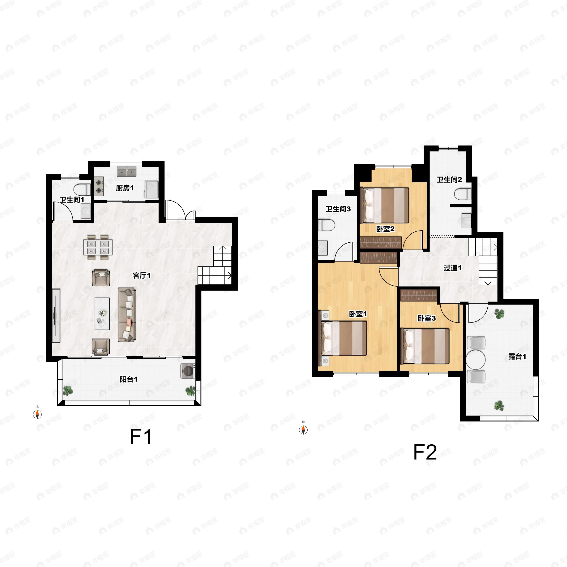 3室3厅3卫建面158平户型图