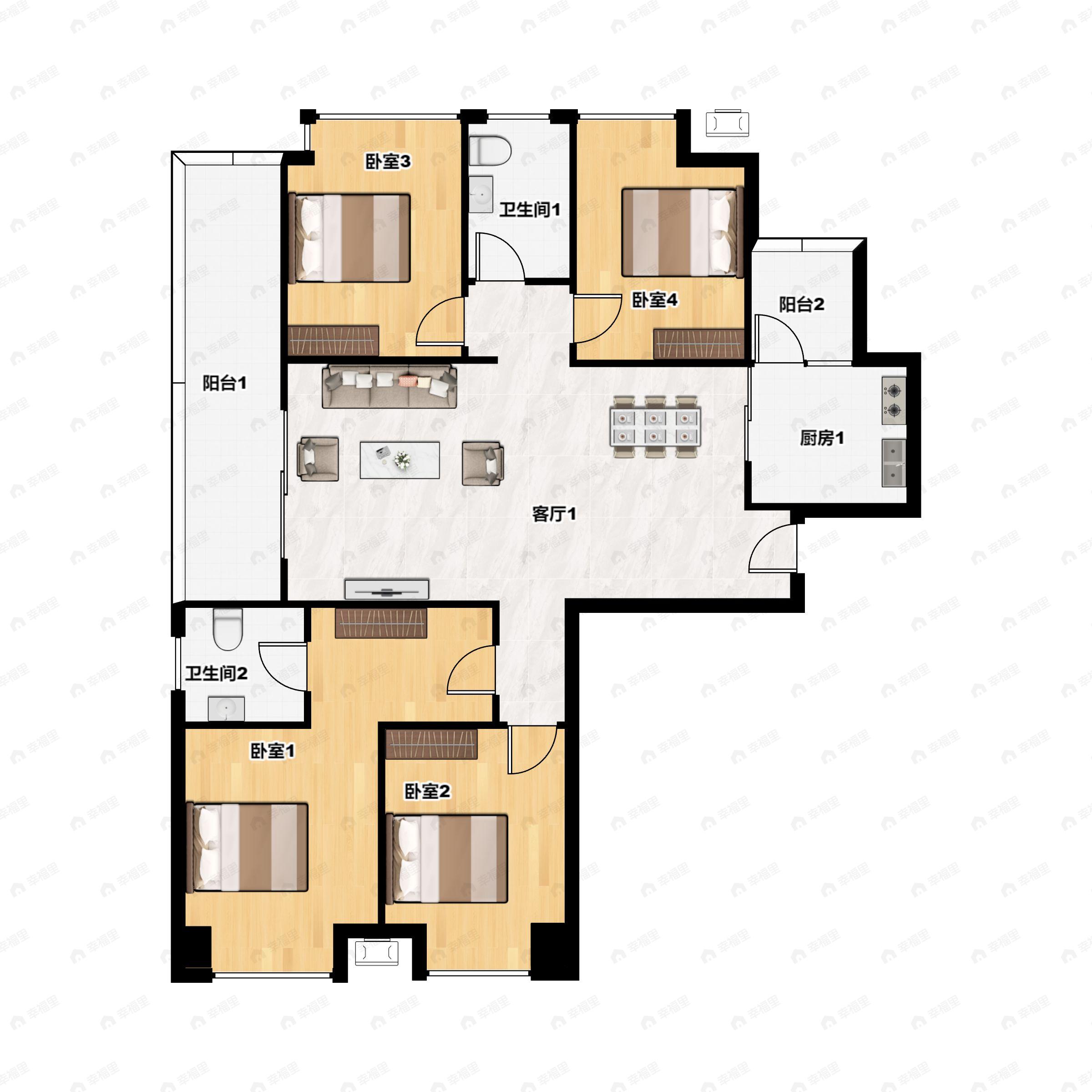融城昆明湖4室2厅2卫户型图